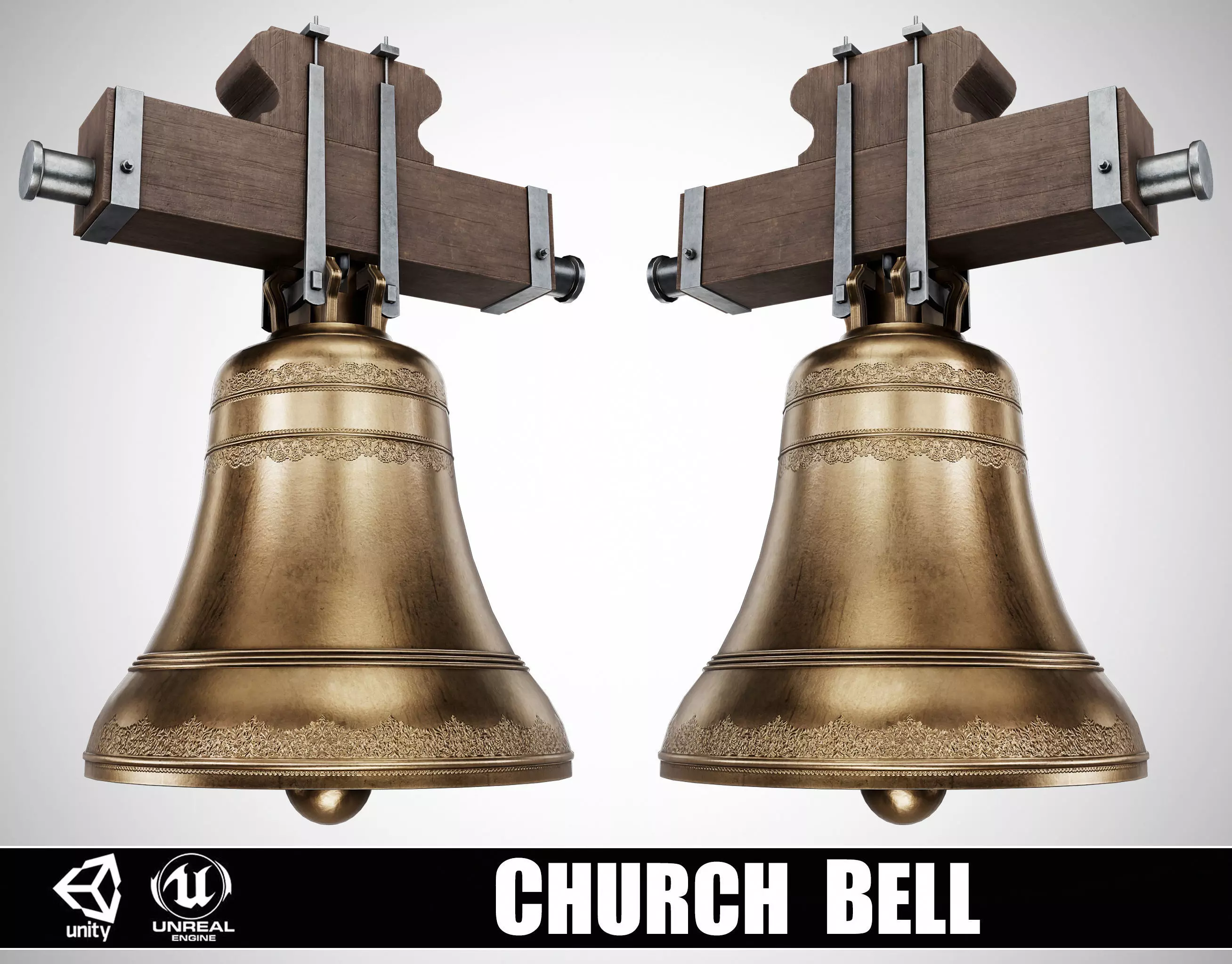 Church Bell Low-poly 3D model_0