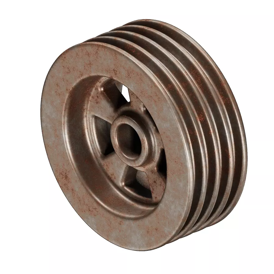 Rusty Metal Pulley 3D model_0