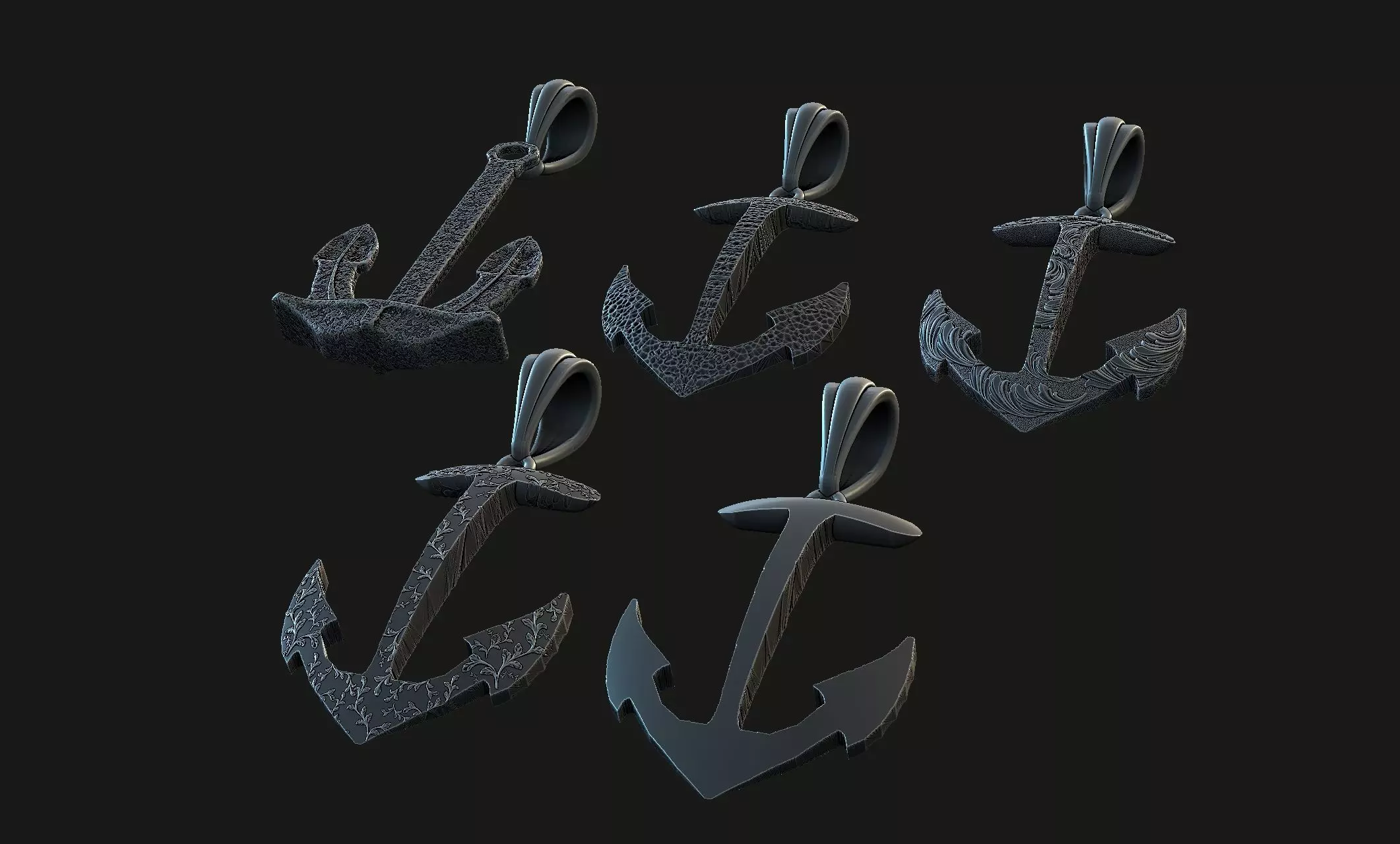 5 anchors 3D print model