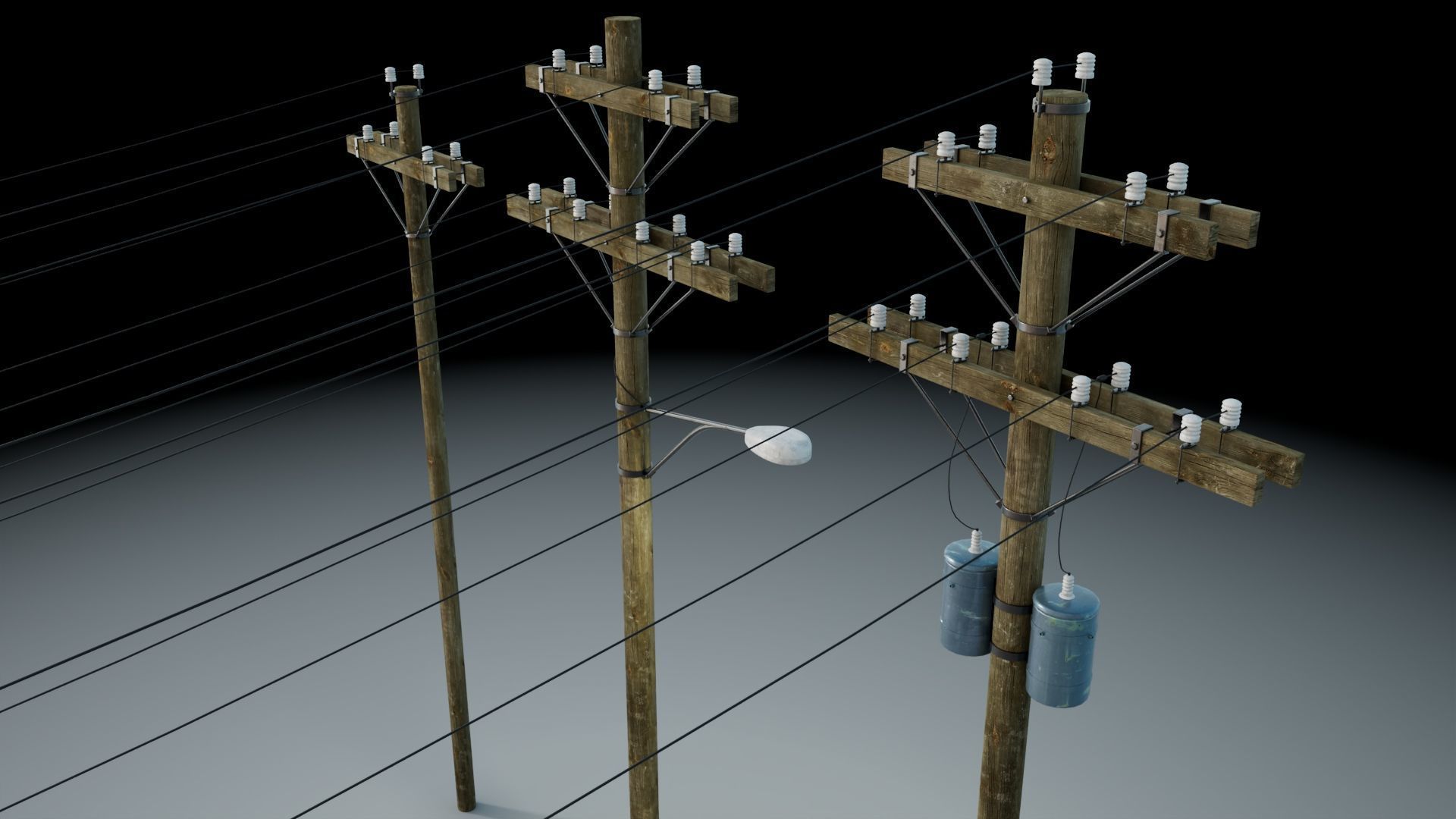 Wooden Utility Pole 3D model_6