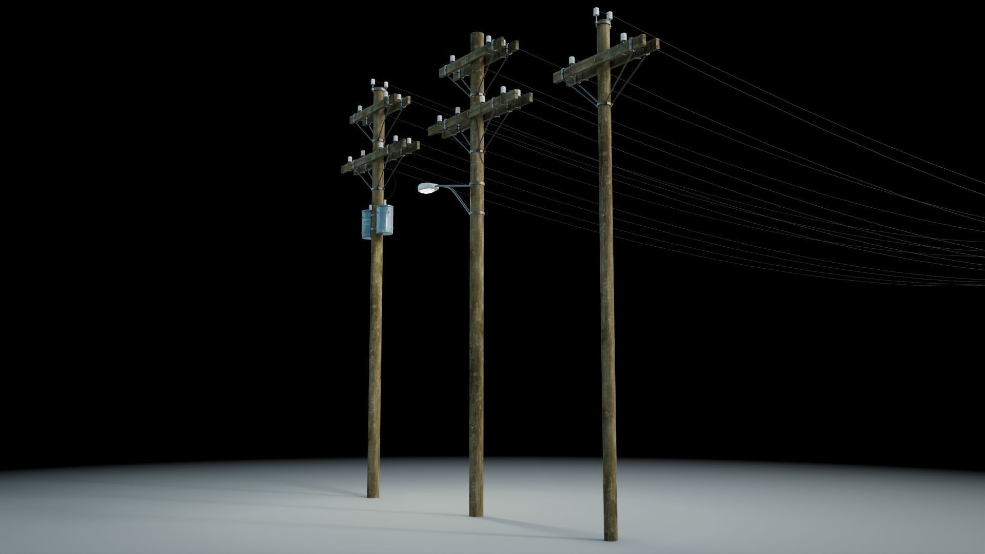 Wooden Utility Pole 3D model_5