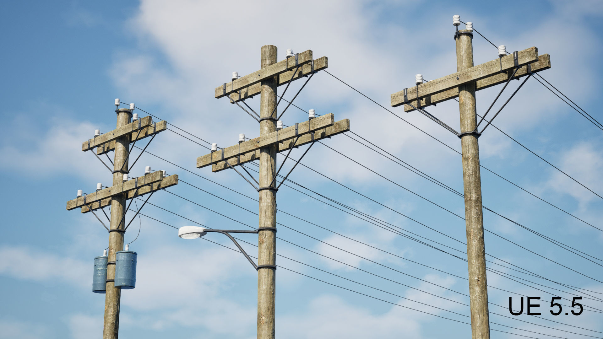 Wooden Utility Pole 3D model_10