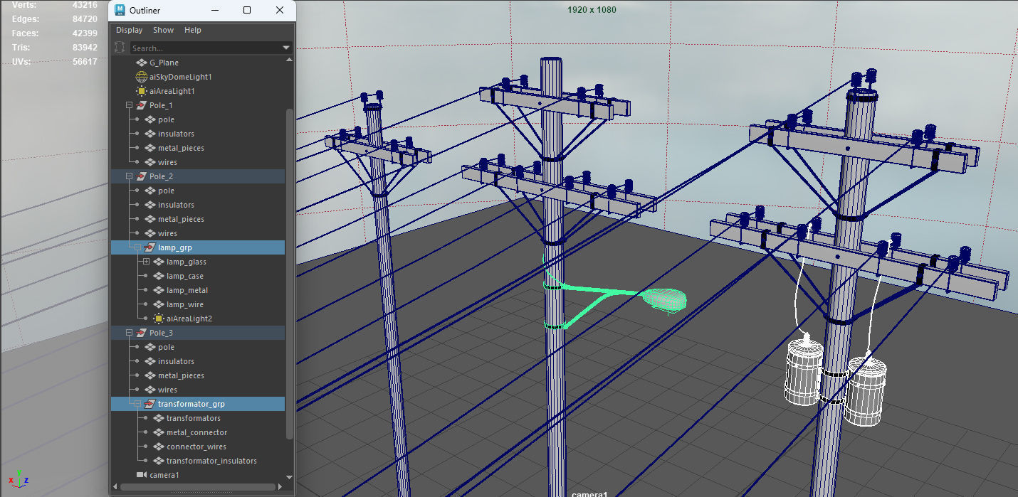 Wooden Utility Pole 3D model_9