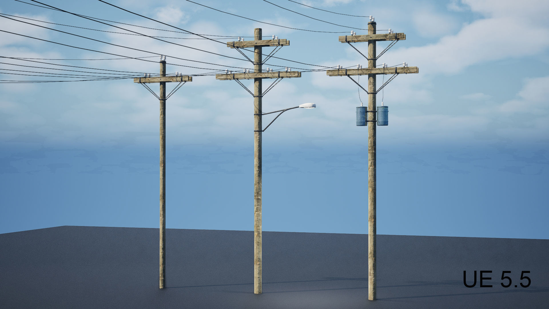 Wooden Utility Pole 3D model_12