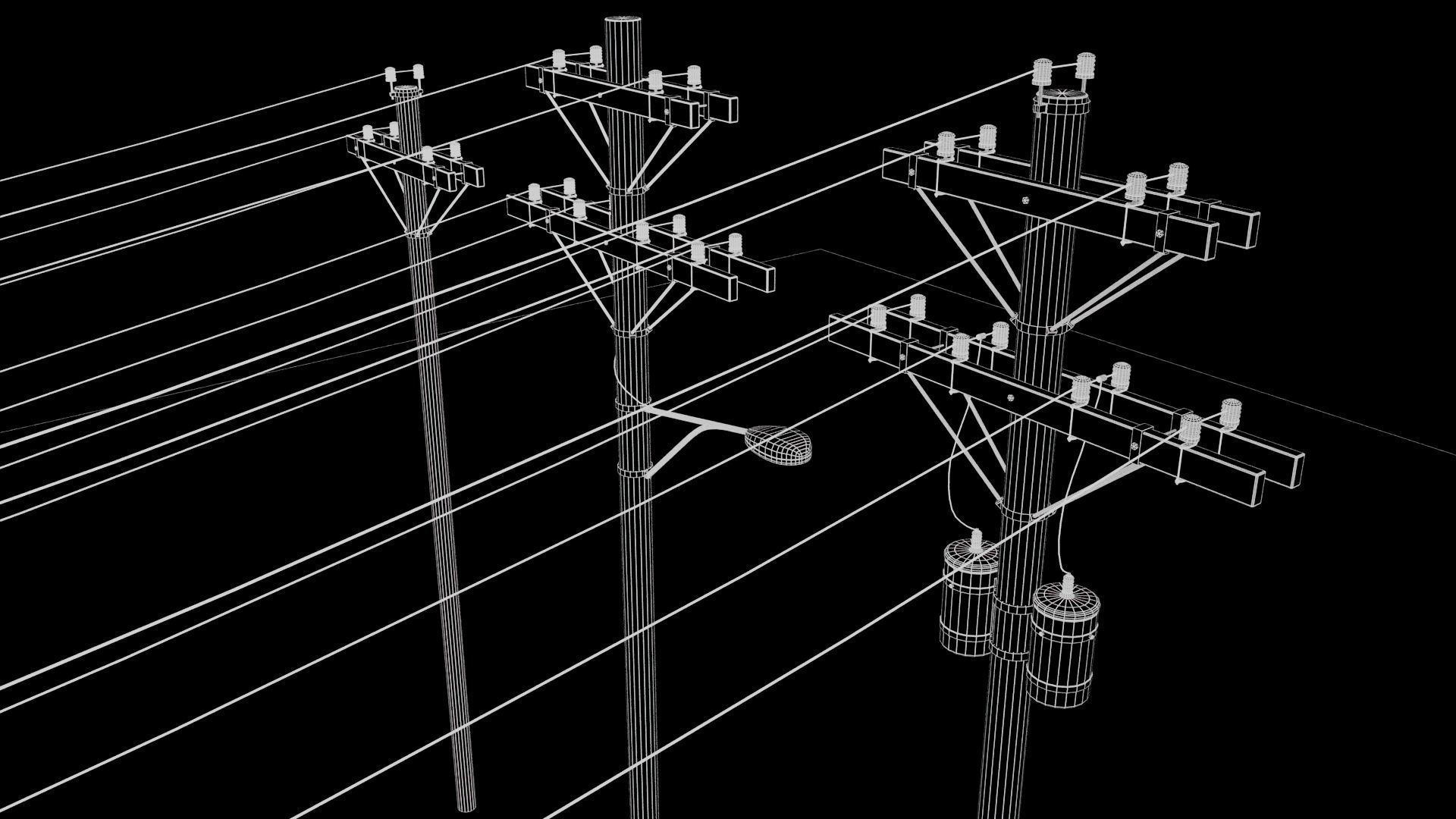 Wooden Utility Pole 3D model_8
