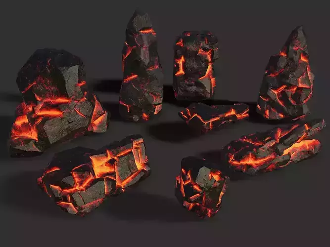 Mountain lave rocks - 3D Models PBR Pack 13 Low-poly 3D model