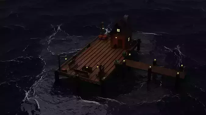 A Solitary Pier in the Stormy Sea