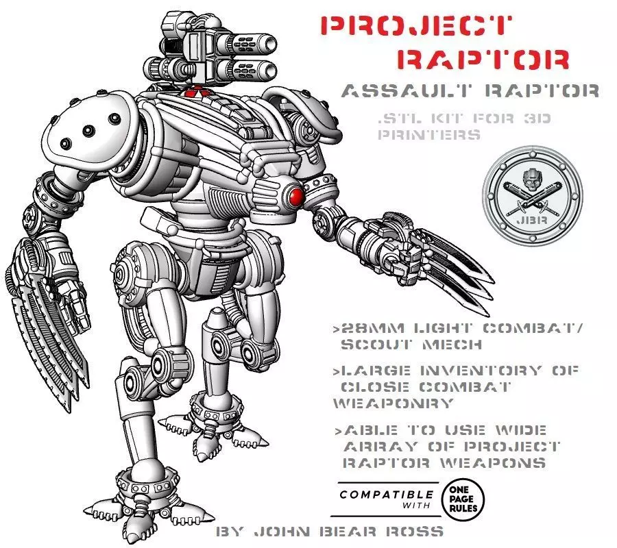 Project Raptor-Assault Raptor in 28mm 3D print model