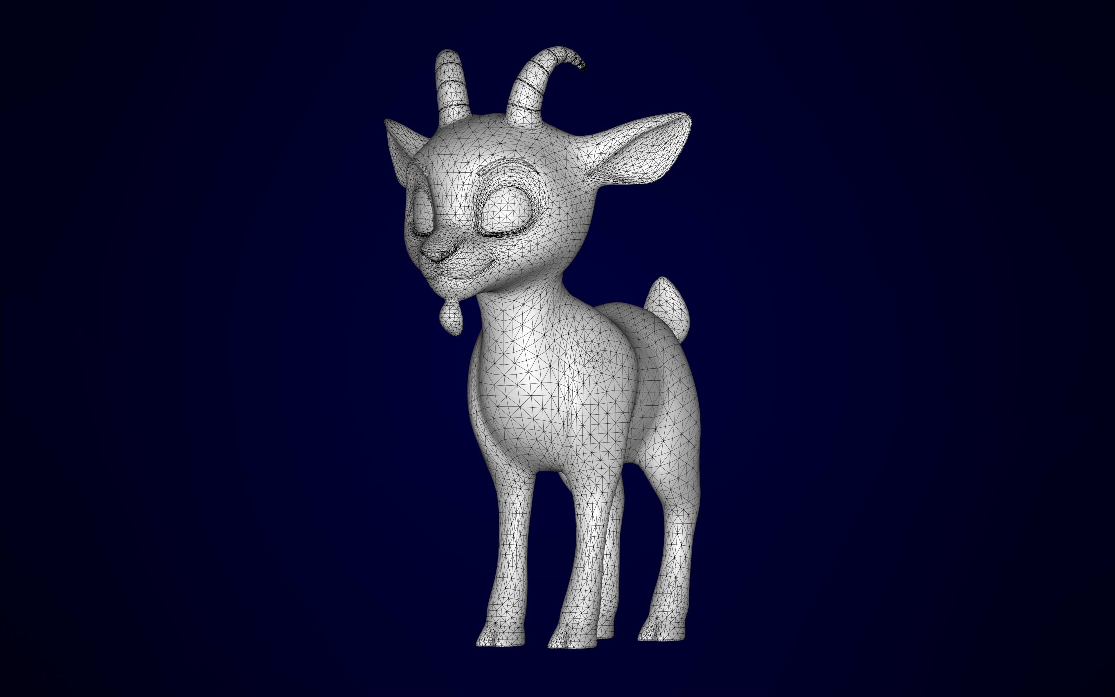 White Goat Low-poly 3D model_10