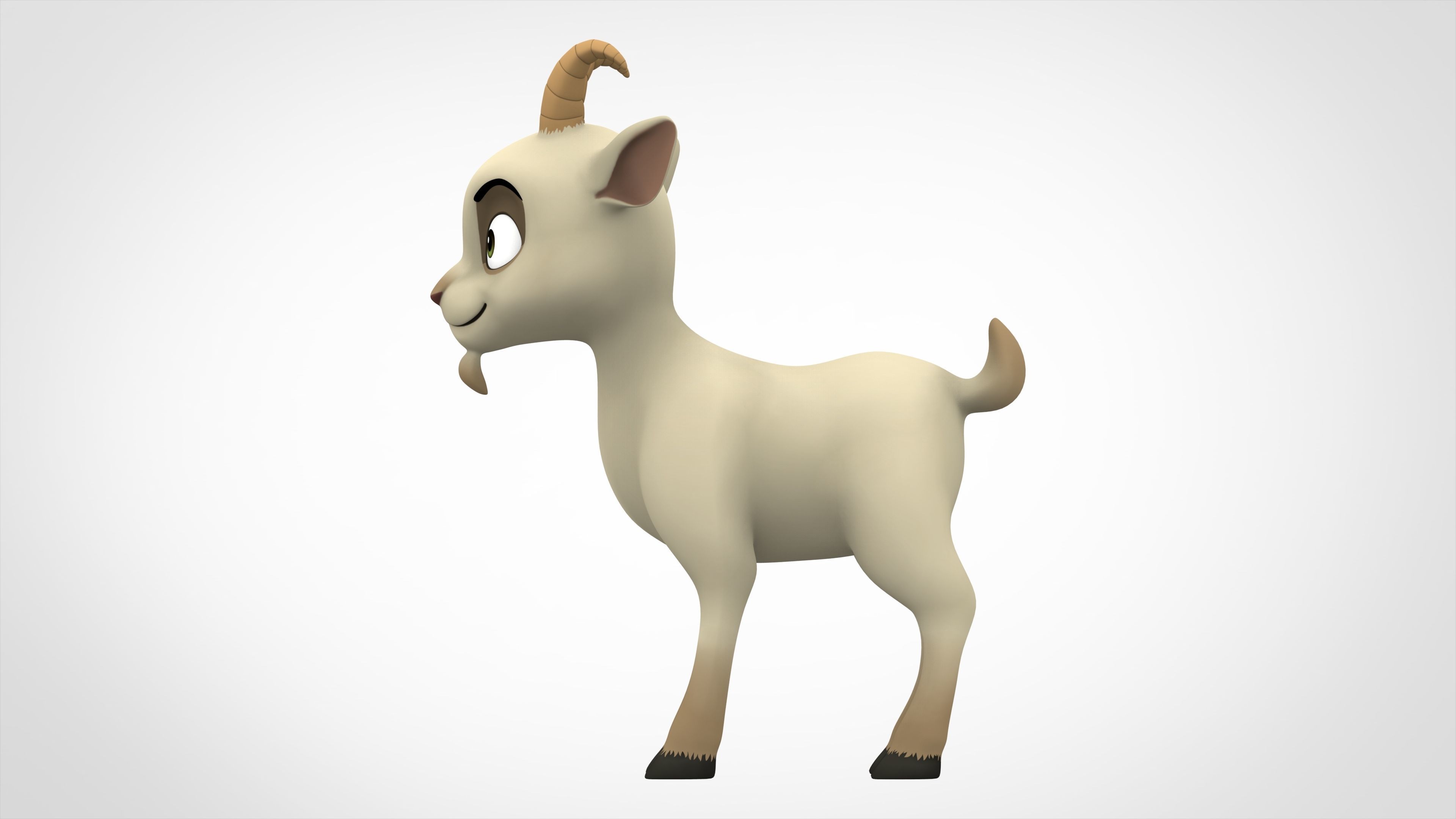 White Goat Low-poly 3D model_2