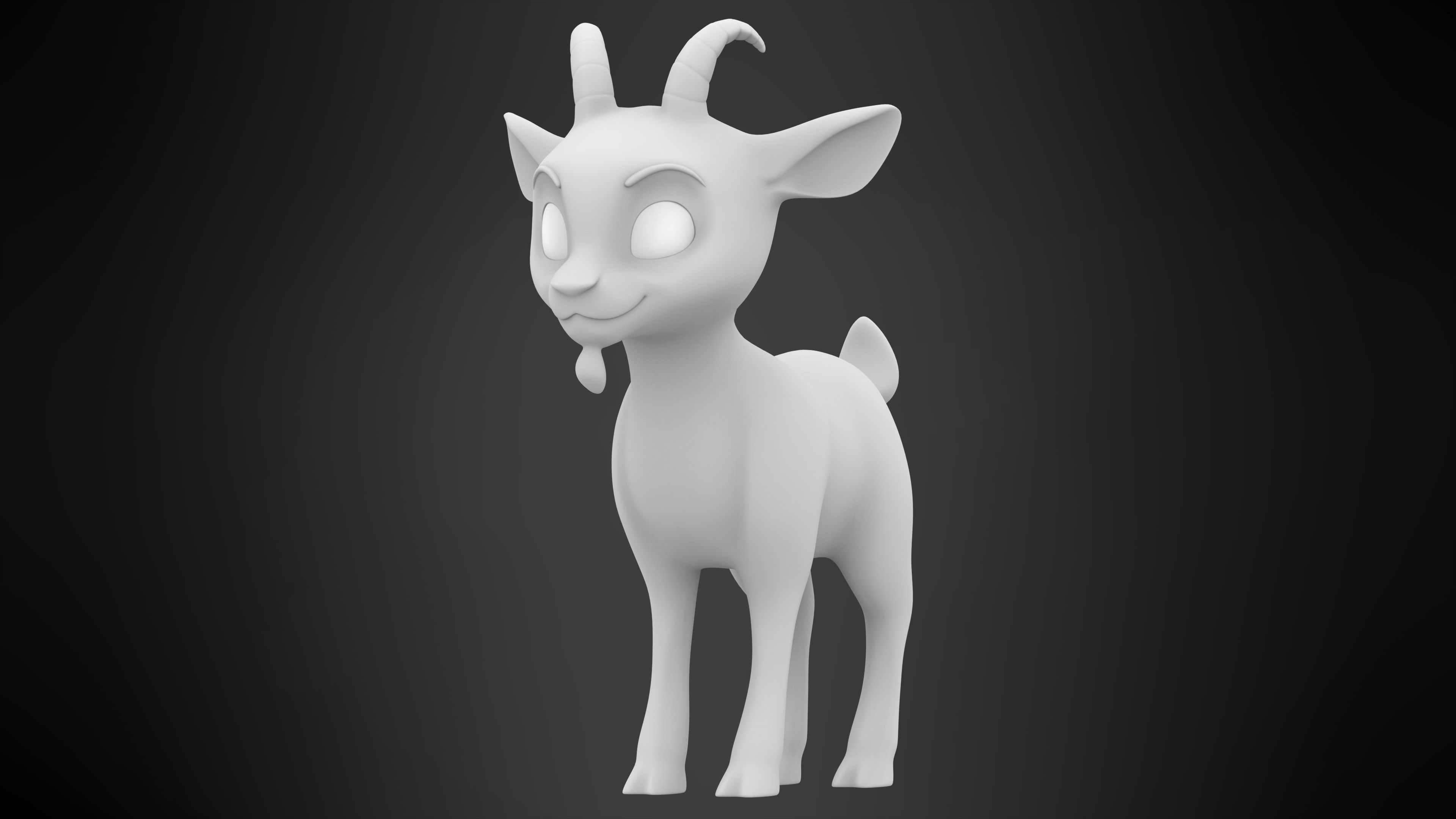 White Goat Low-poly 3D model_5