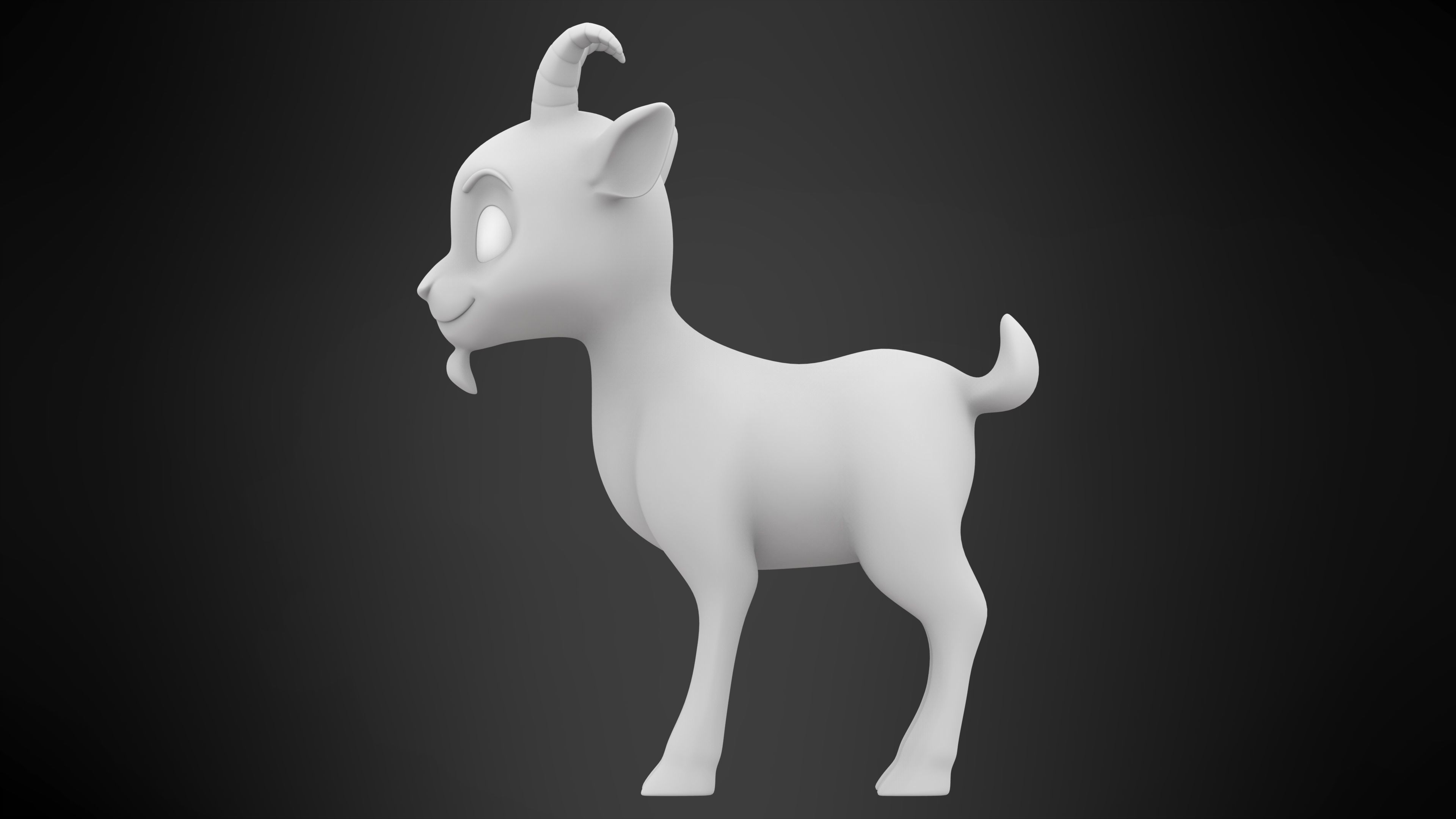 White Goat Low-poly 3D model_7