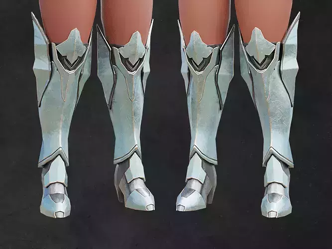 Sea soldier mecha leg armor for female character