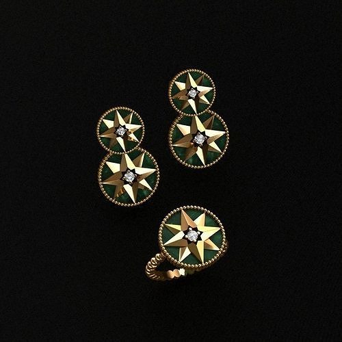 DIOR RING AND EARRINGS 3D print model