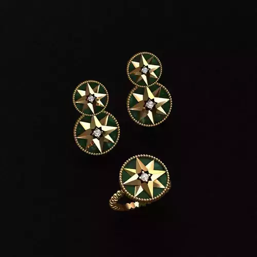 DIOR RING AND EARRINGS 3D print model