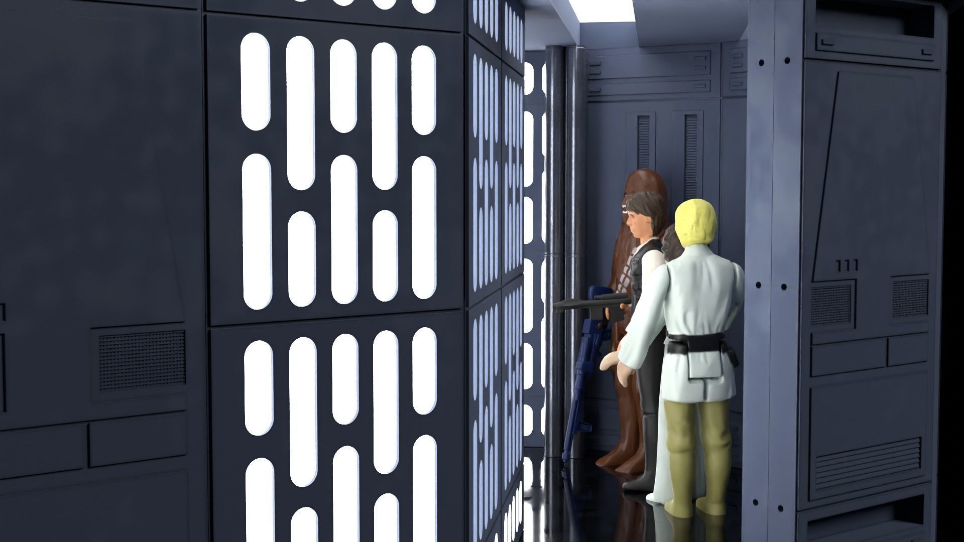 Set 1b - Death Star Small Hangar Entrance 1-6 scale Hottoys 3D Model Collection_12