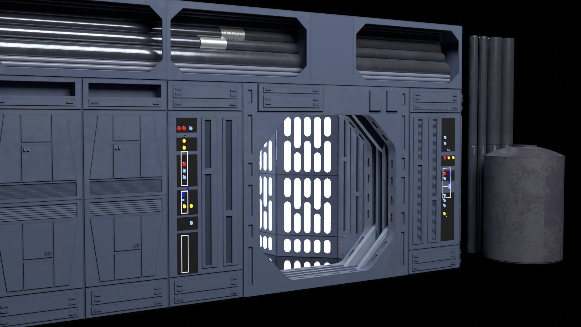 Set 1b - Death Star Small Hangar Entrance 1-6 scale Hottoys 3D Model Collection_14