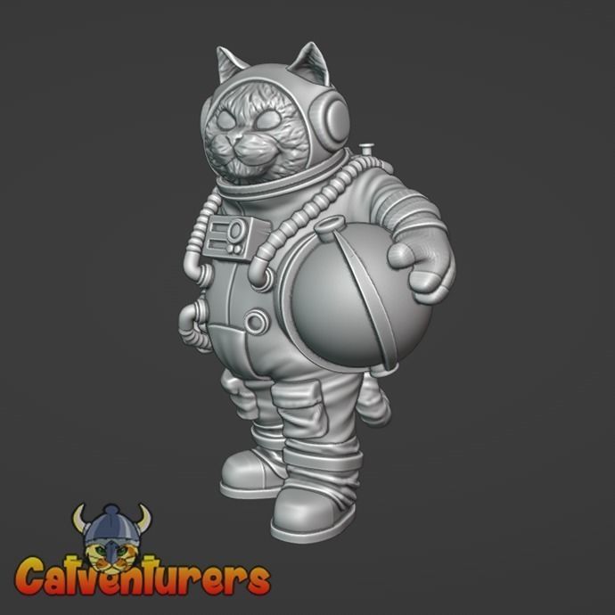 Commander Edgar P Michi Fearless Cosmonaut Cat 3D print model_7