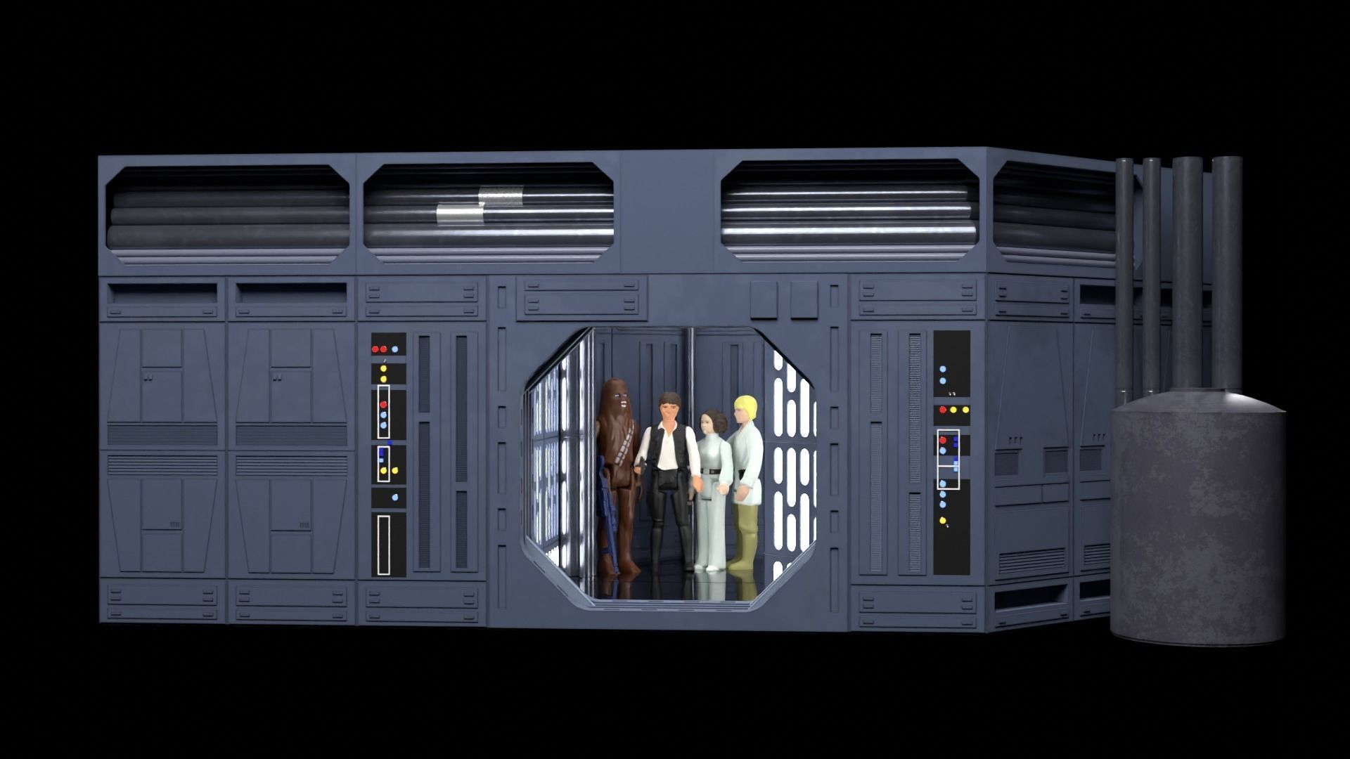 Set 1b - Death Star Small Hangar Entrance 1-12 scale Blackseries 3D Model Collection_14