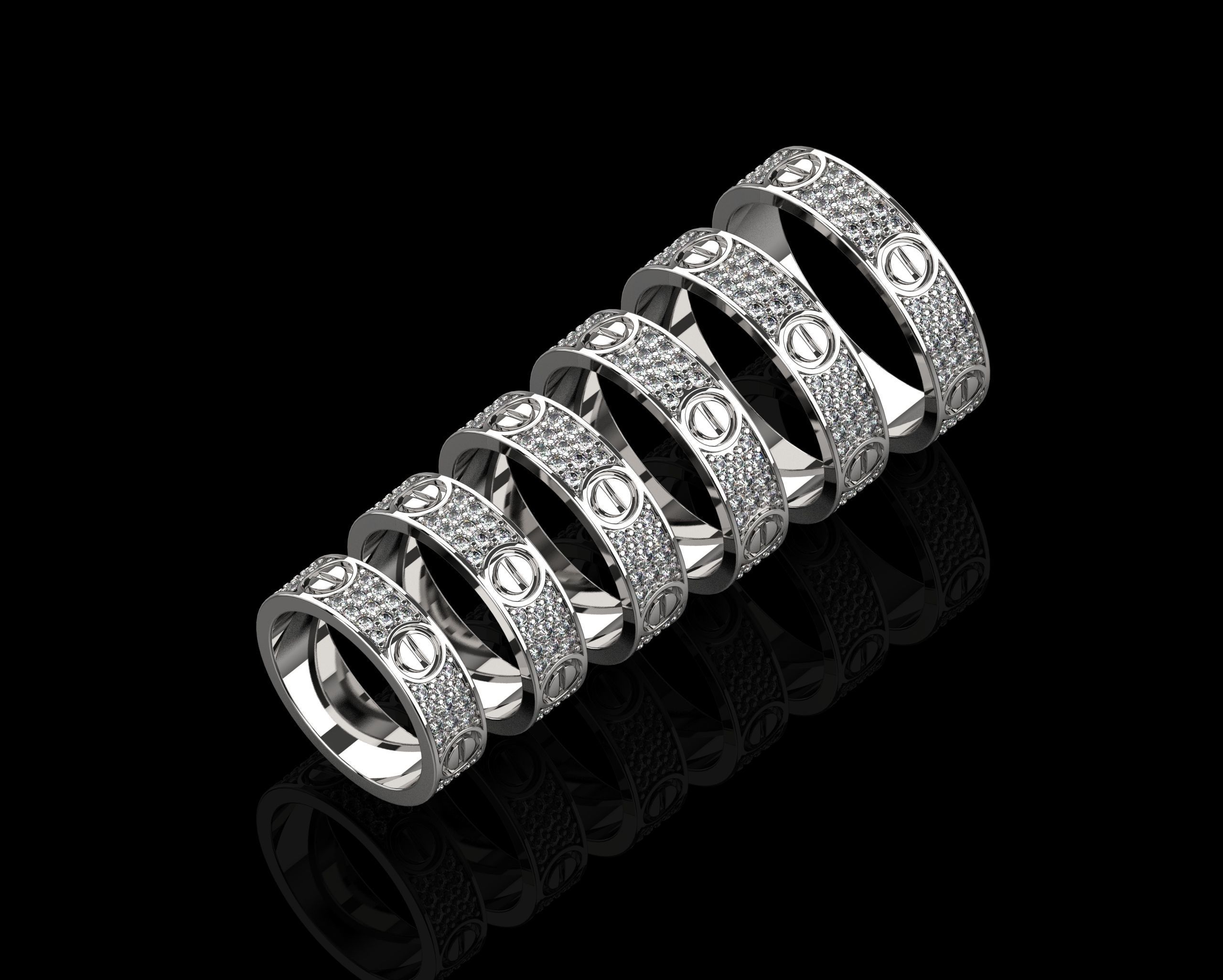 Love Rings in different sizes 16 to 21 N161 3D Model Collection_8