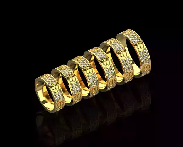Love Rings in different sizes 16 to 21 N161 3D Model Collection