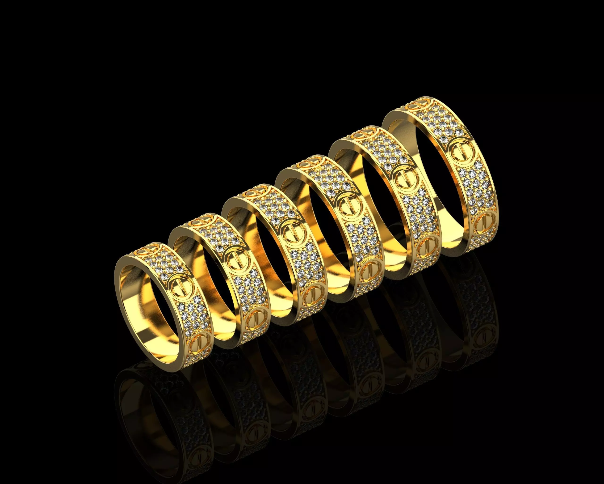 Love Rings in different sizes 16 to 21 N161 3D Model Collection_0