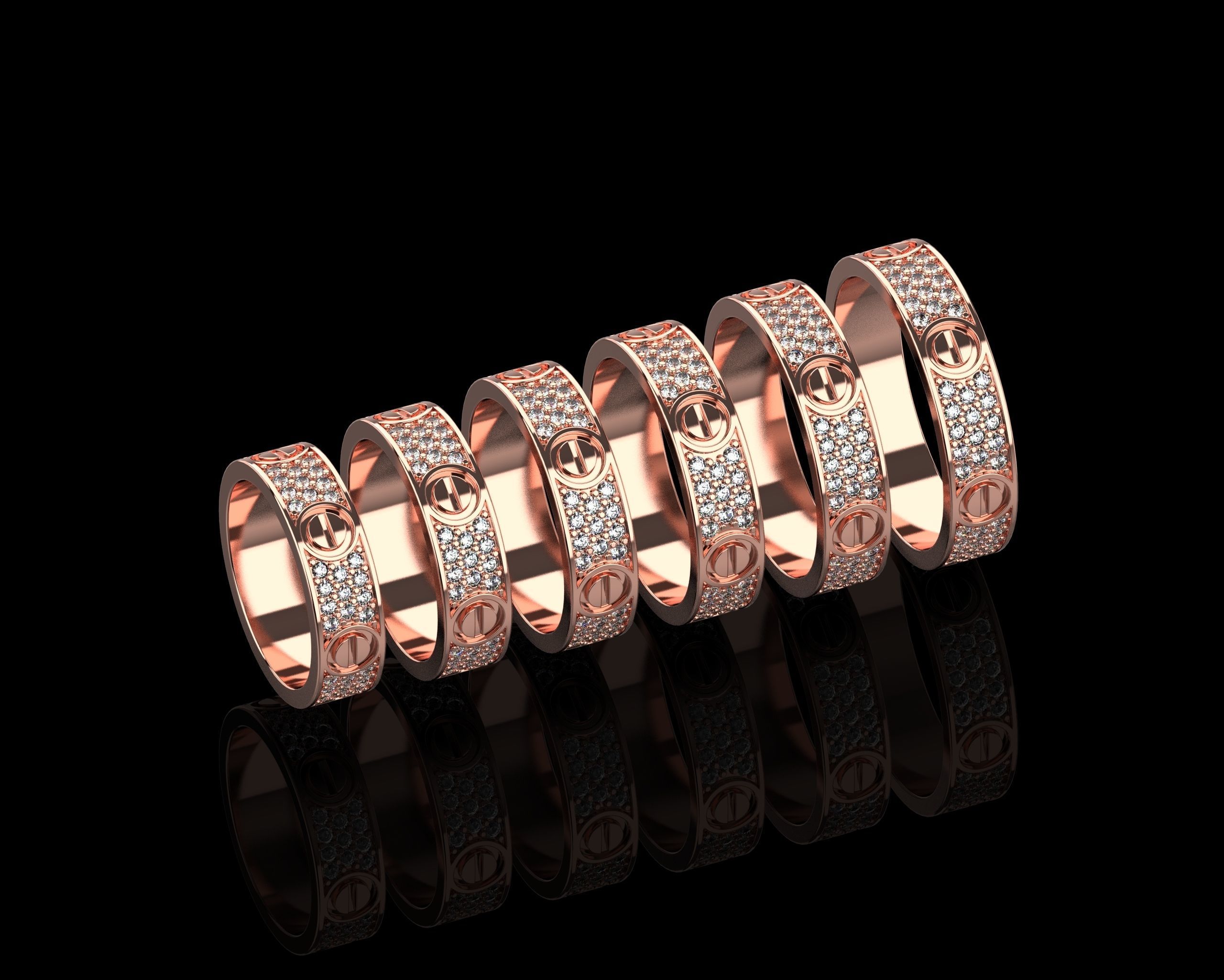 Love Rings in different sizes 16 to 21 N161 3D Model Collection_5