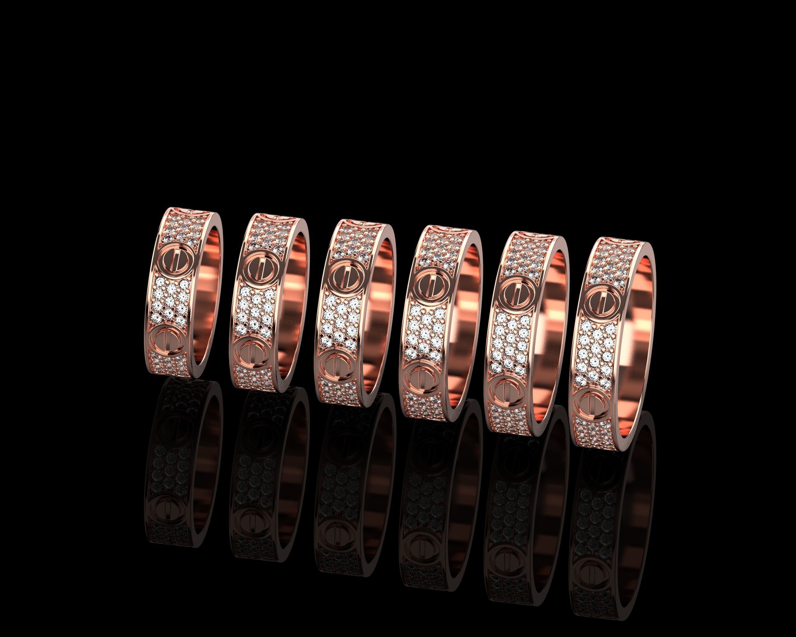 Love Rings in different sizes 16 to 21 N161 3D Model Collection_4