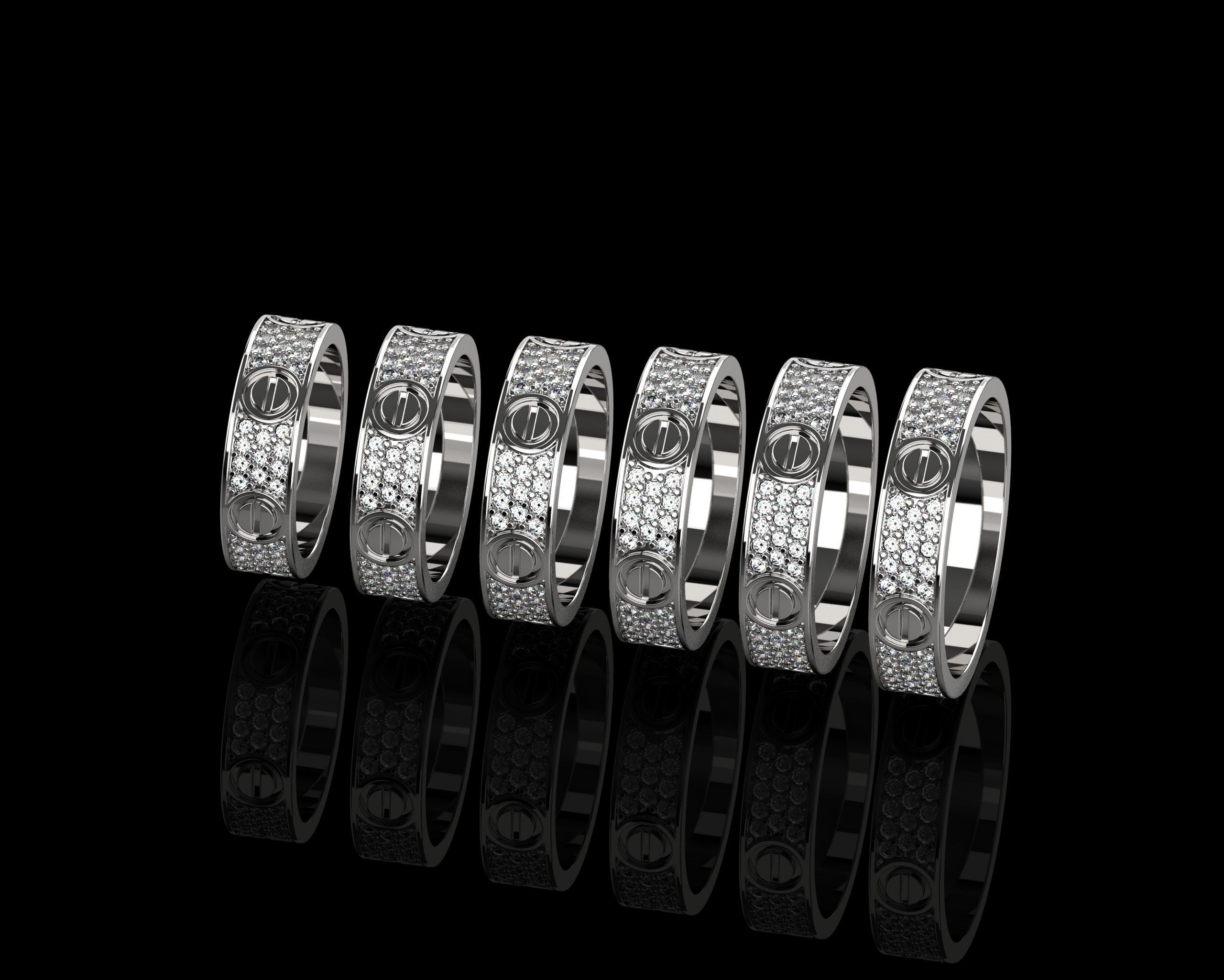 Love Rings in different sizes 16 to 21 N161 3D Model Collection_7