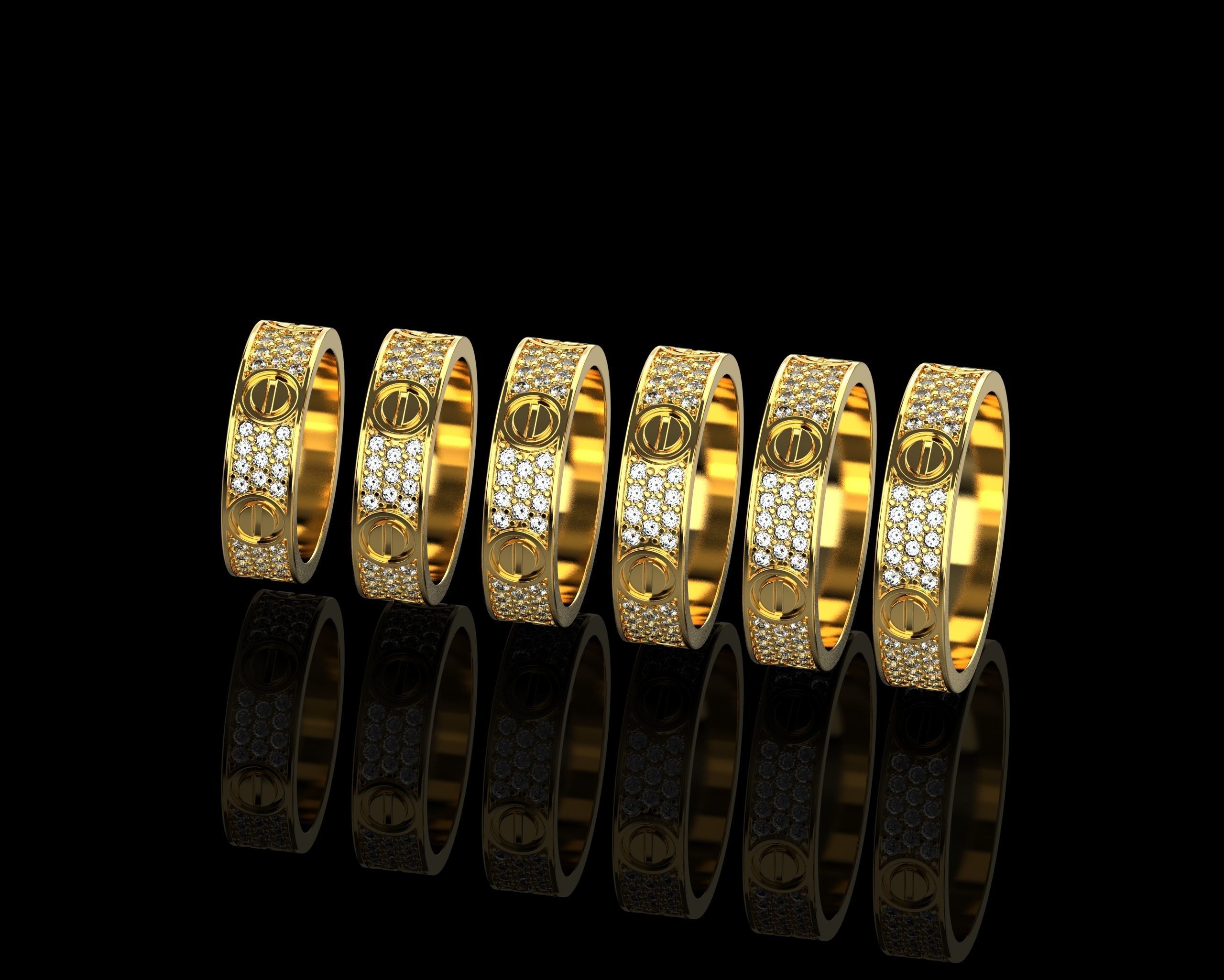 Love Rings in different sizes 16 to 21 N161 3D Model Collection_1