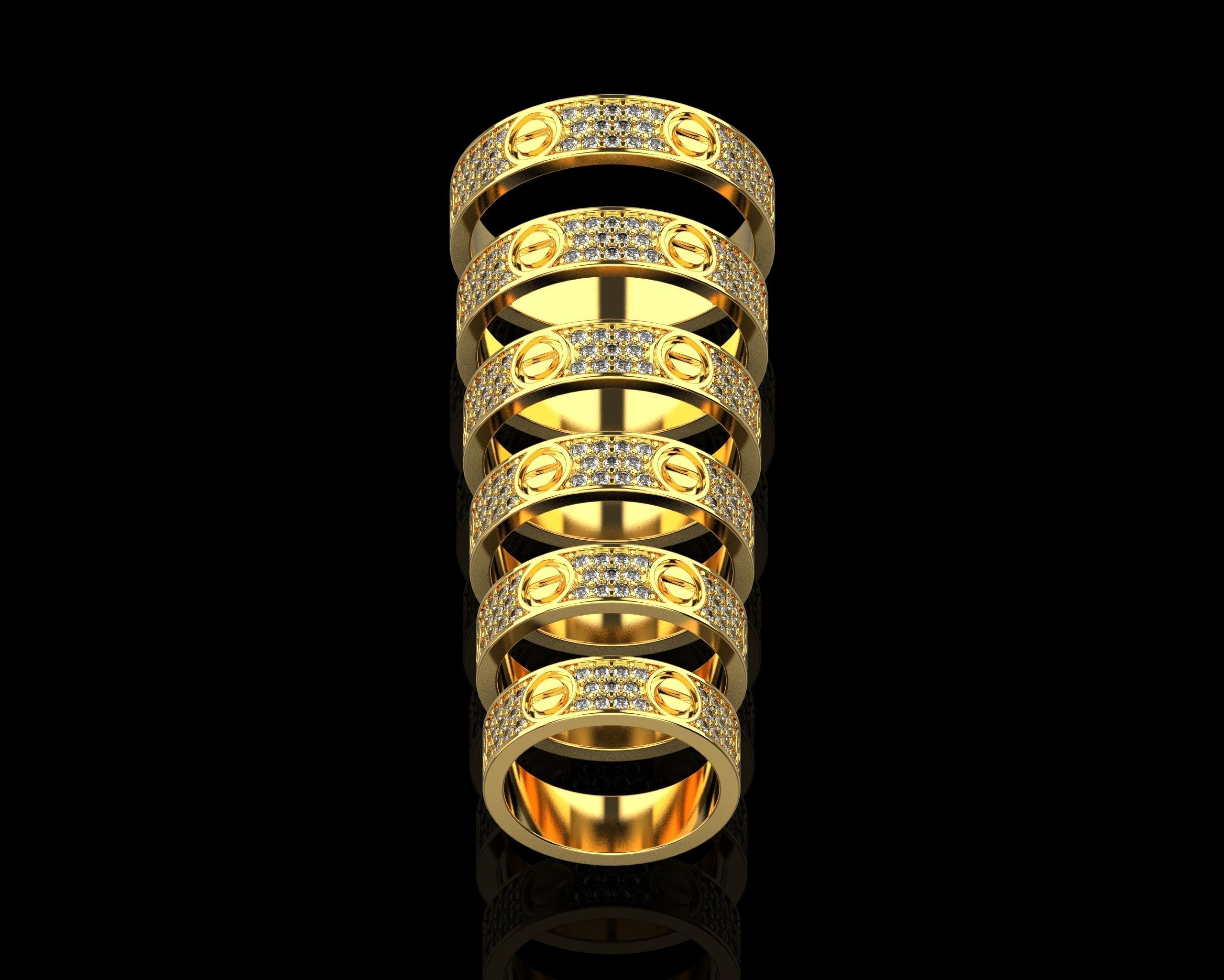 Love Rings in different sizes 16 to 21 N161 3D Model Collection_3