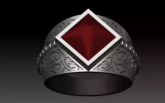 MAN RING WITH GEM