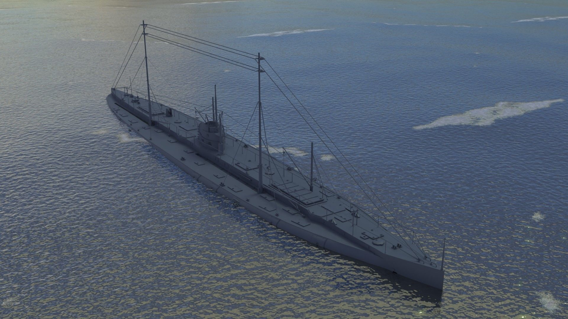 Deutschland Merchant Submarine Low-poly 3D model_1