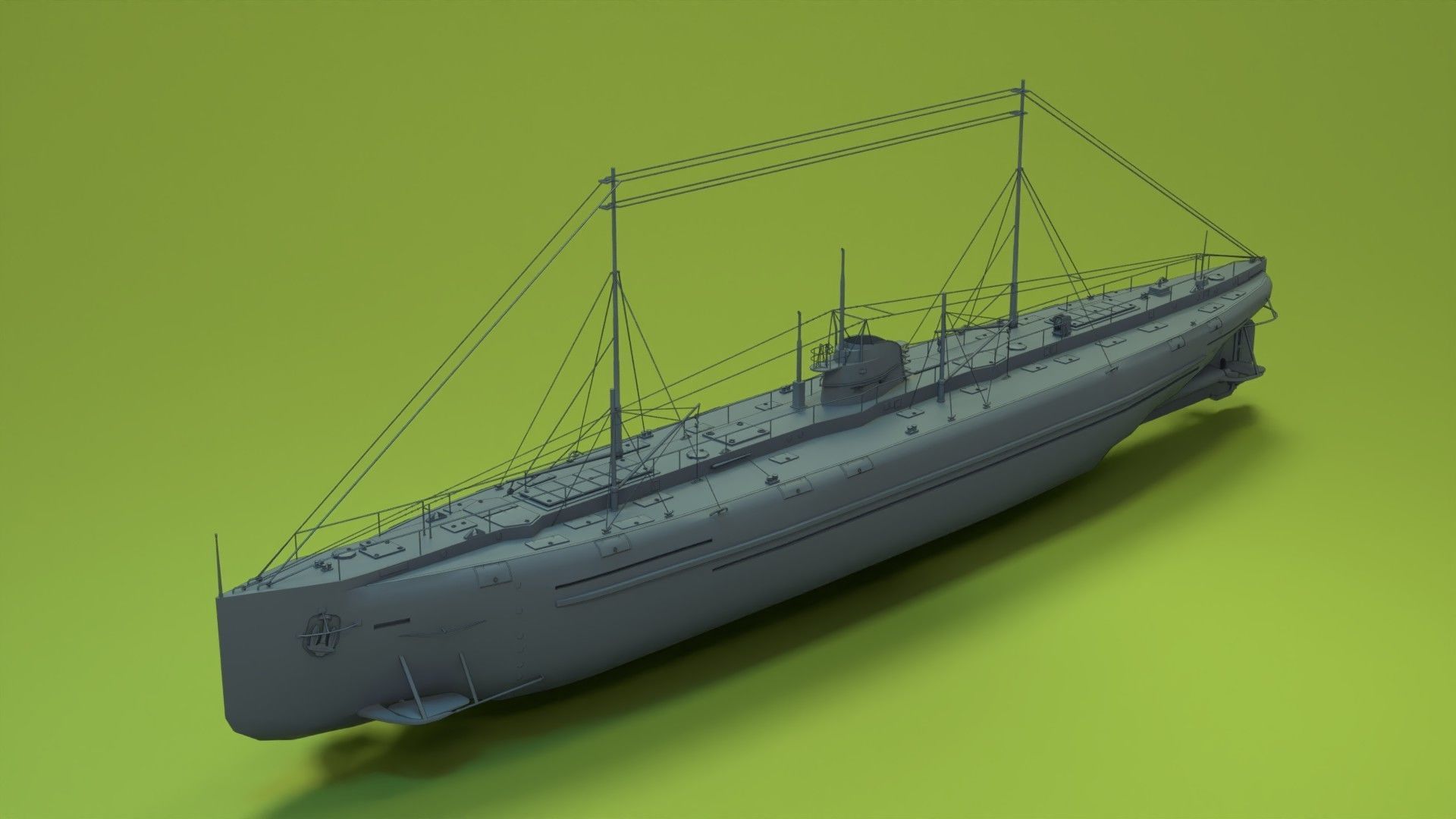 Deutschland Merchant Submarine Low-poly 3D model_2