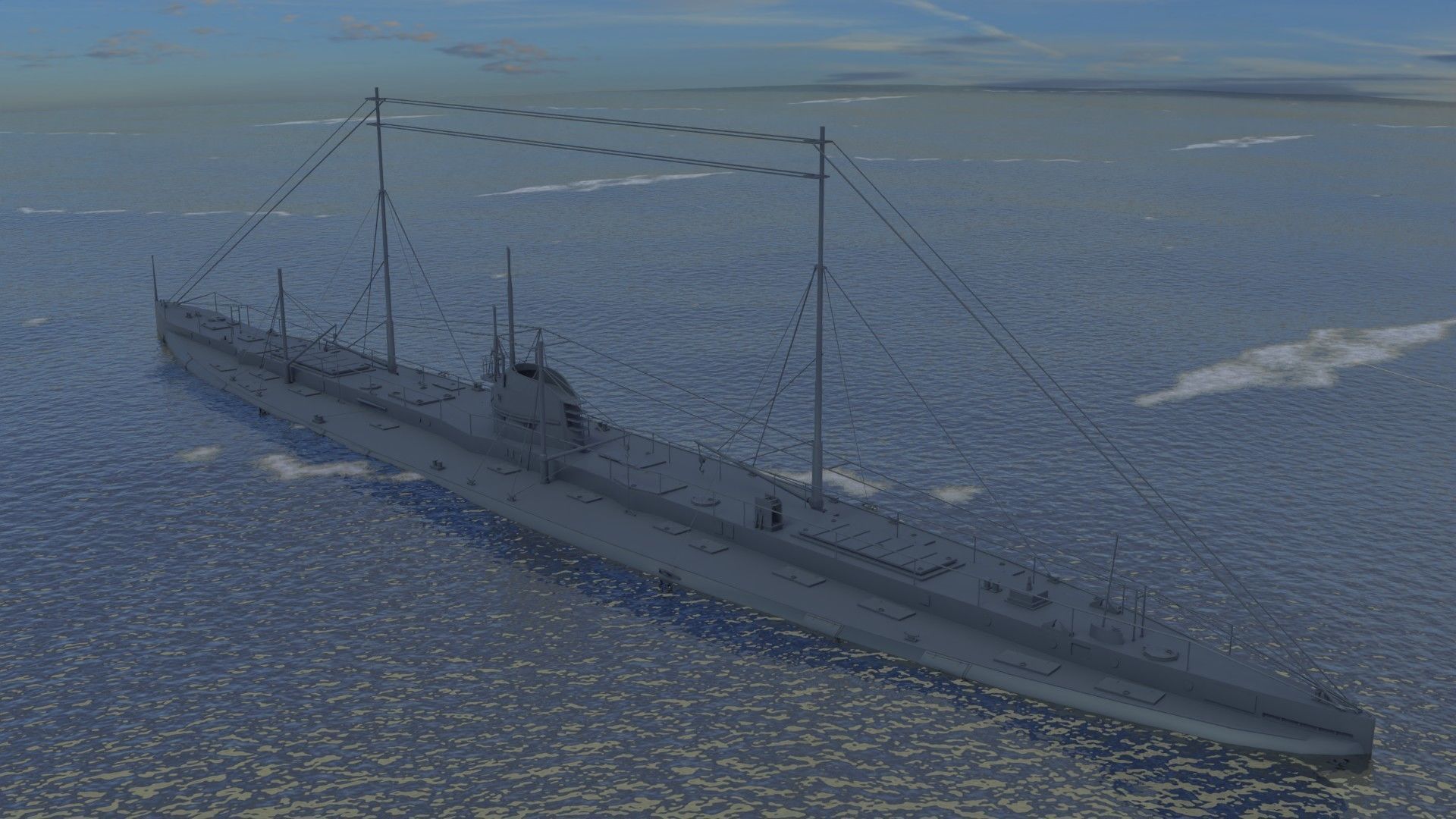 Deutschland Merchant Submarine Low-poly 3D model_22