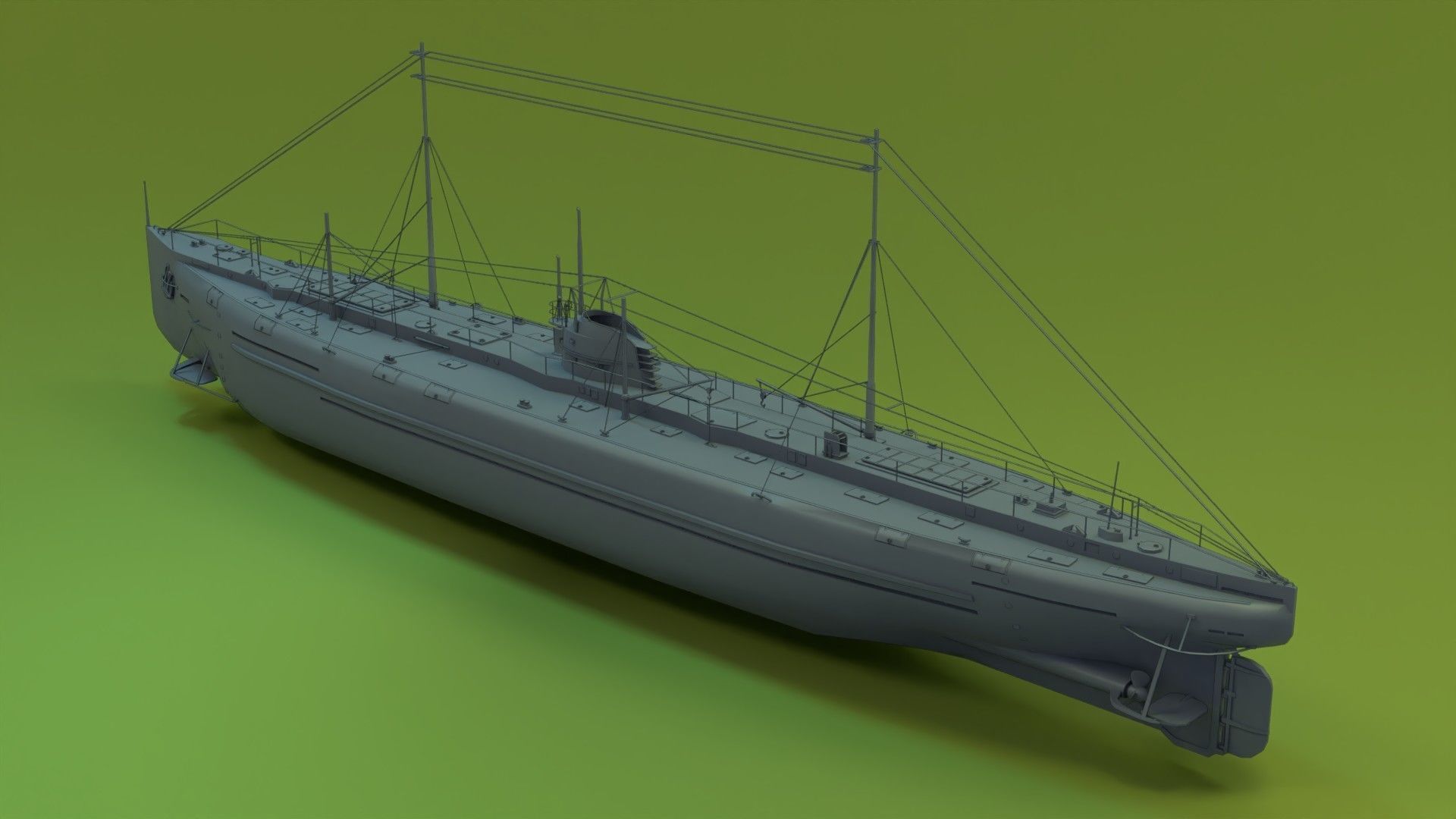 Deutschland Merchant Submarine Low-poly 3D model_4