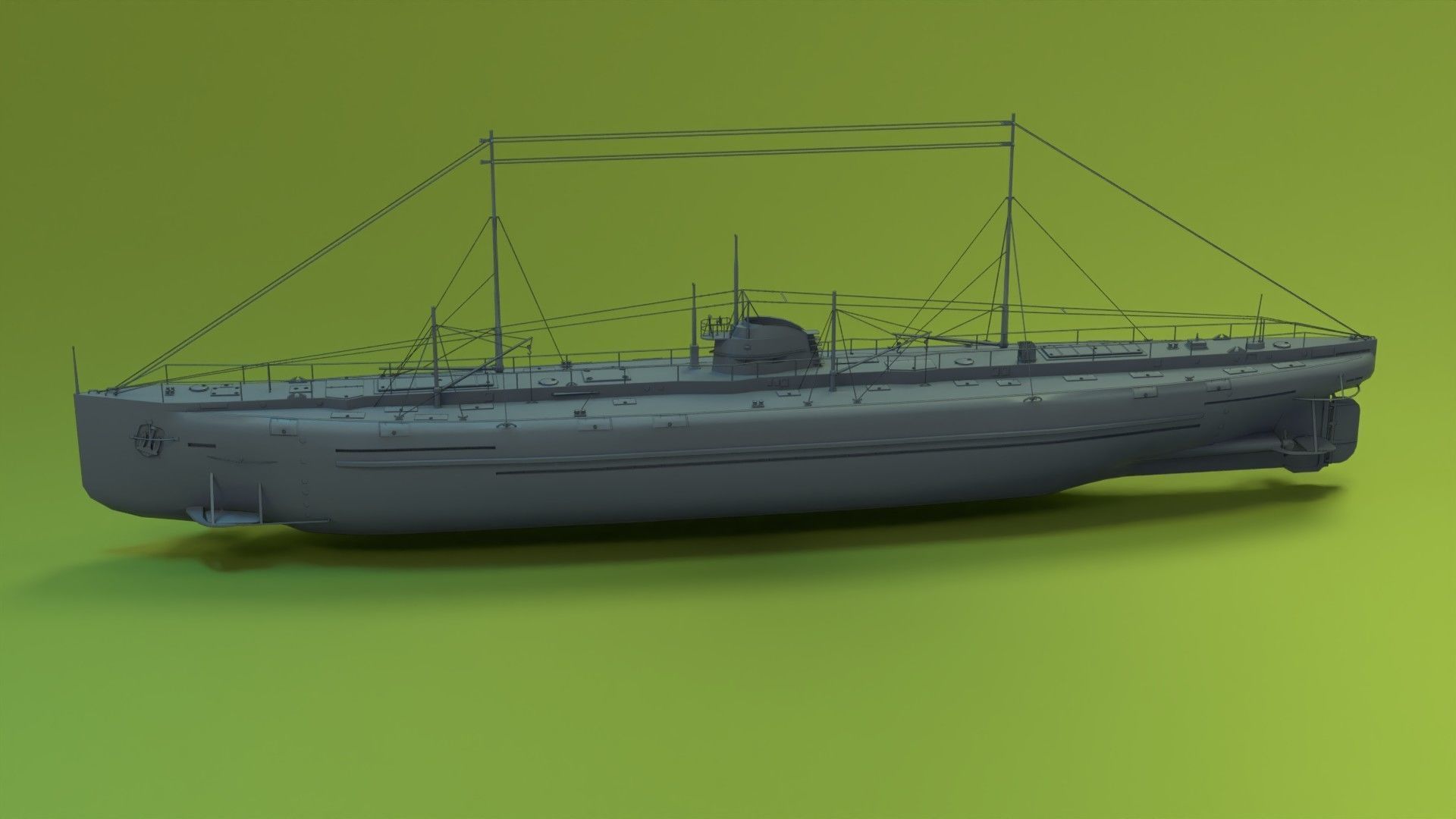 Deutschland Merchant Submarine Low-poly 3D model_3