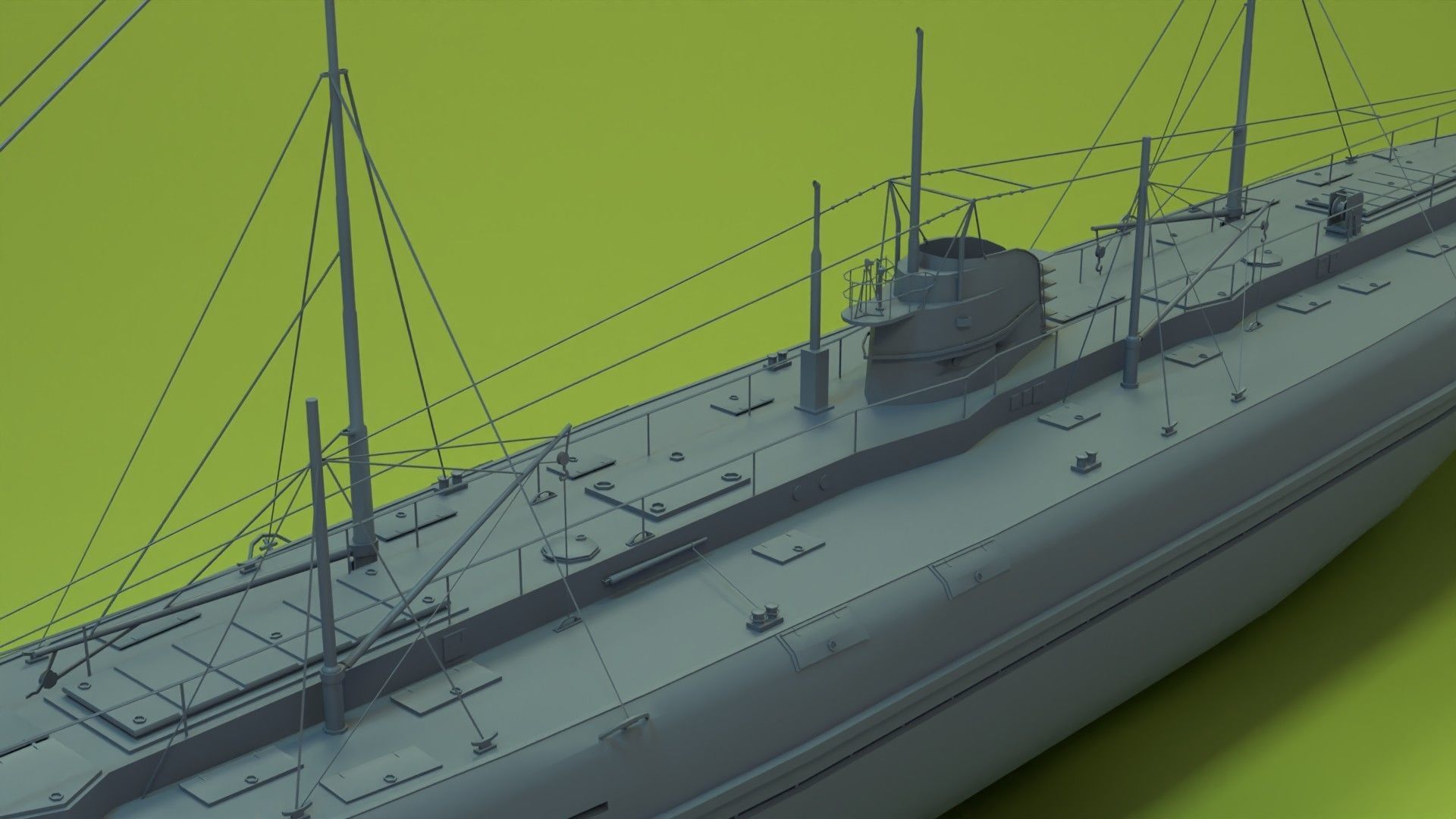 Deutschland Merchant Submarine Low-poly 3D model_13