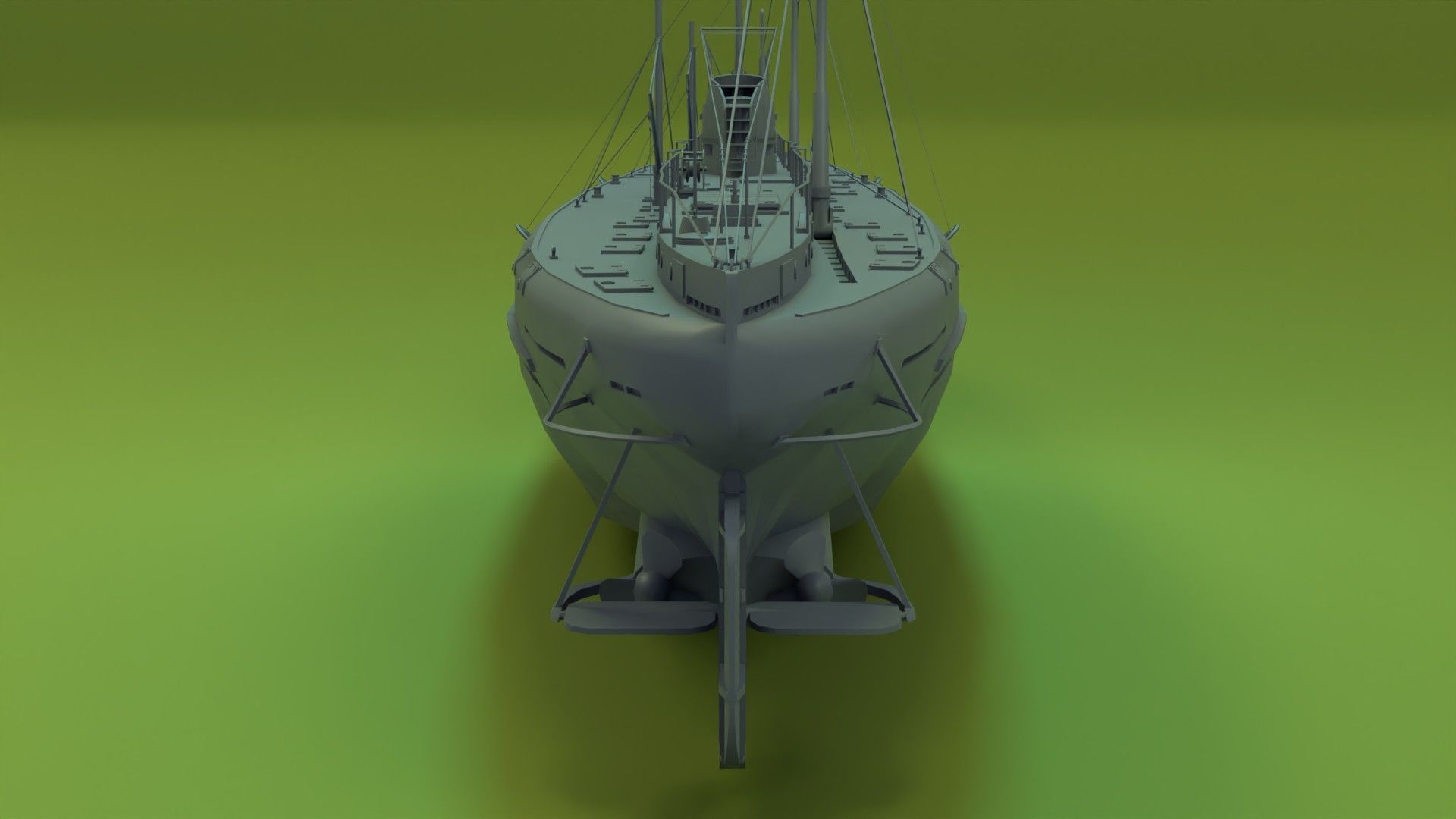 Deutschland Merchant Submarine Low-poly 3D model_16