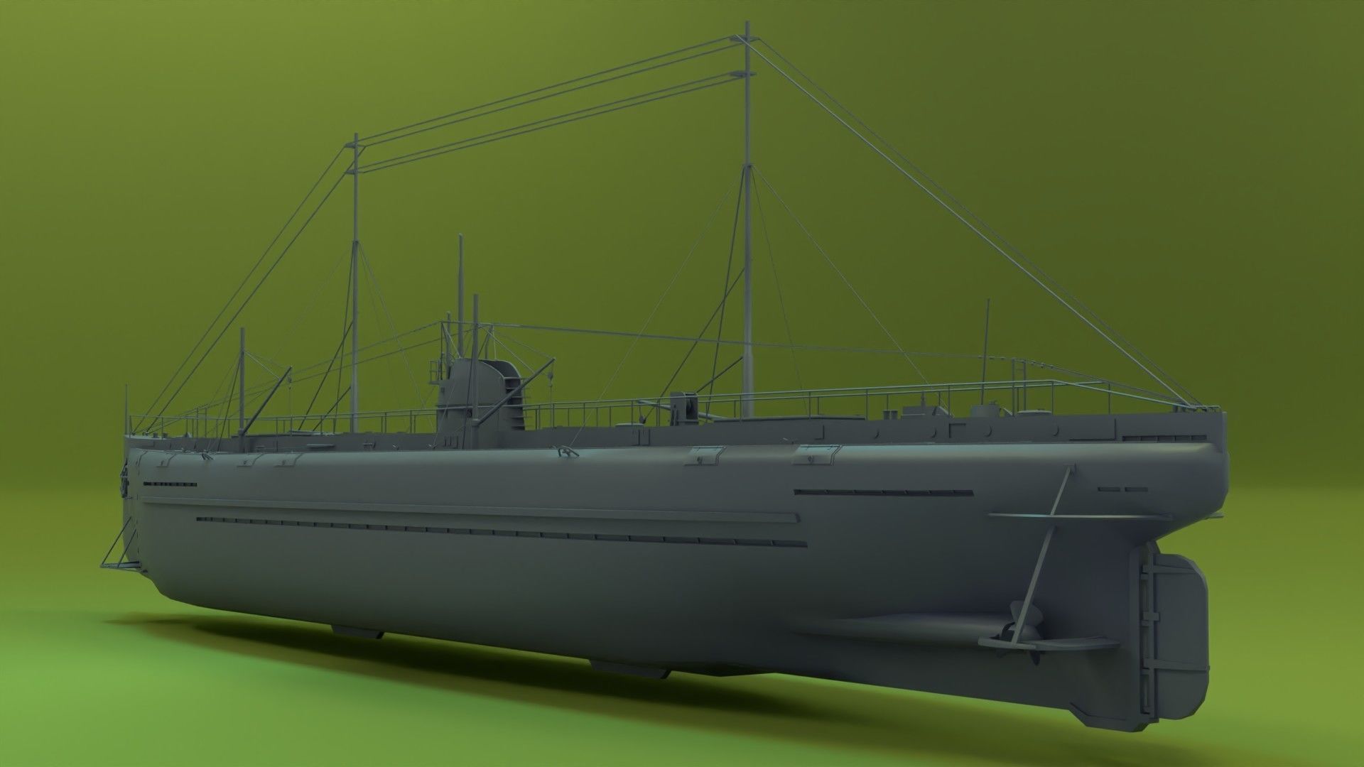 Deutschland Merchant Submarine Low-poly 3D model_11