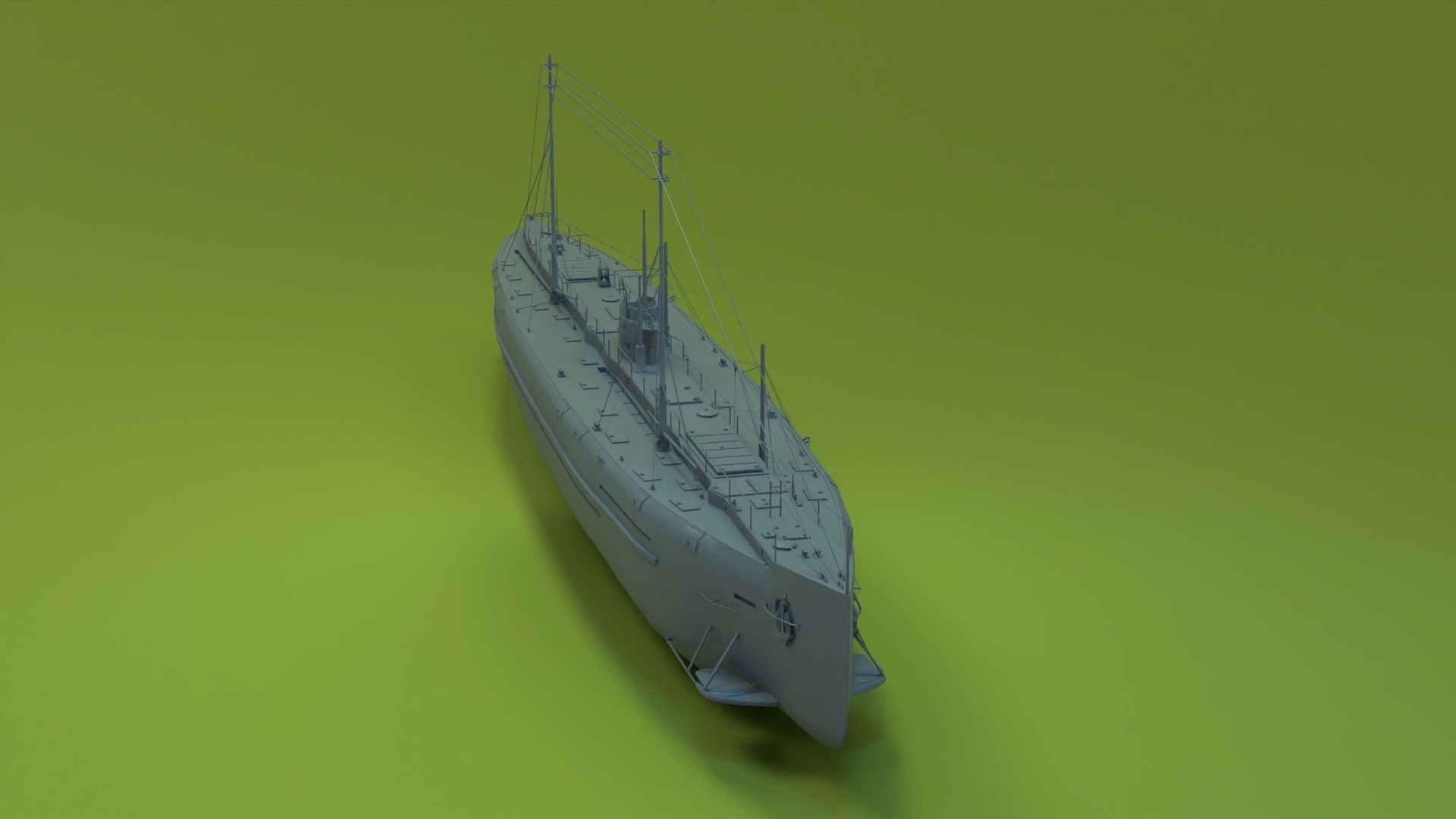 Deutschland Merchant Submarine Low-poly 3D model_8