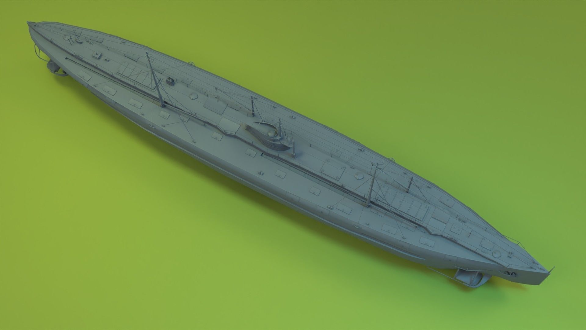Deutschland Merchant Submarine Low-poly 3D model_9