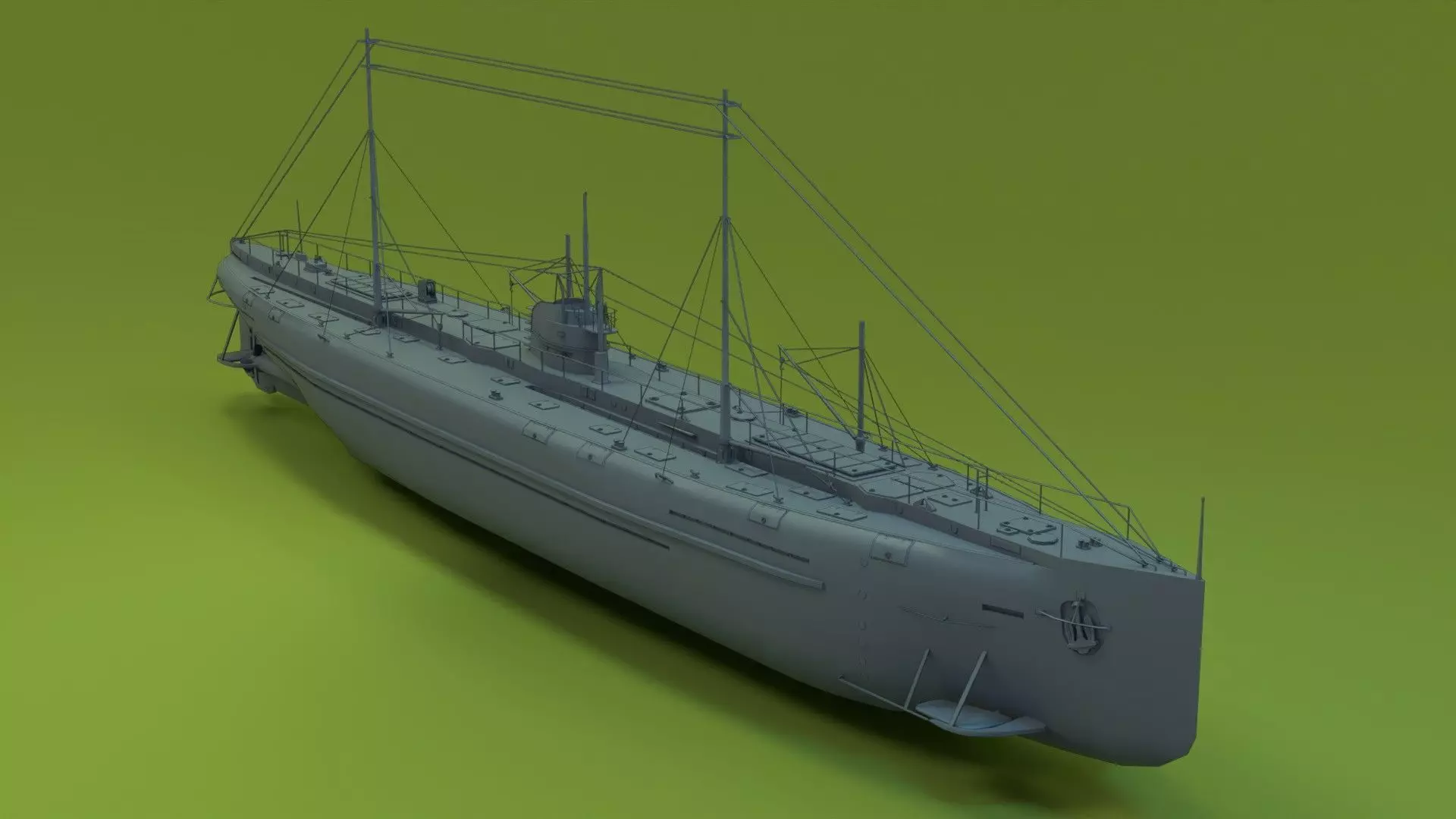 Deutschland Merchant Submarine Low-poly 3D model_0