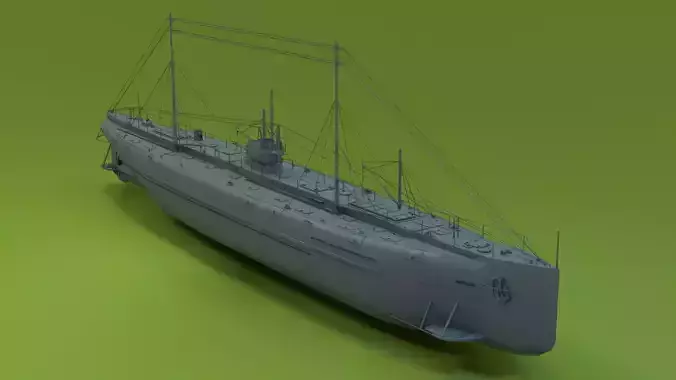 Deutschland Merchant Submarine Low-poly 3D model