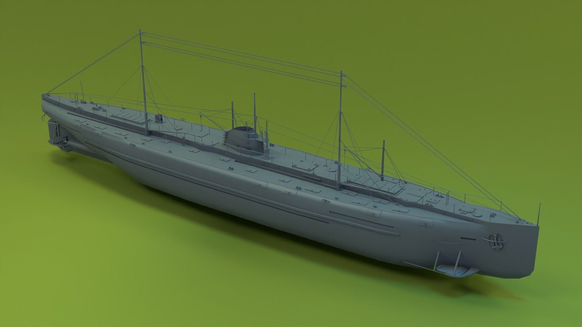 Deutschland Merchant Submarine Low-poly 3D model_7