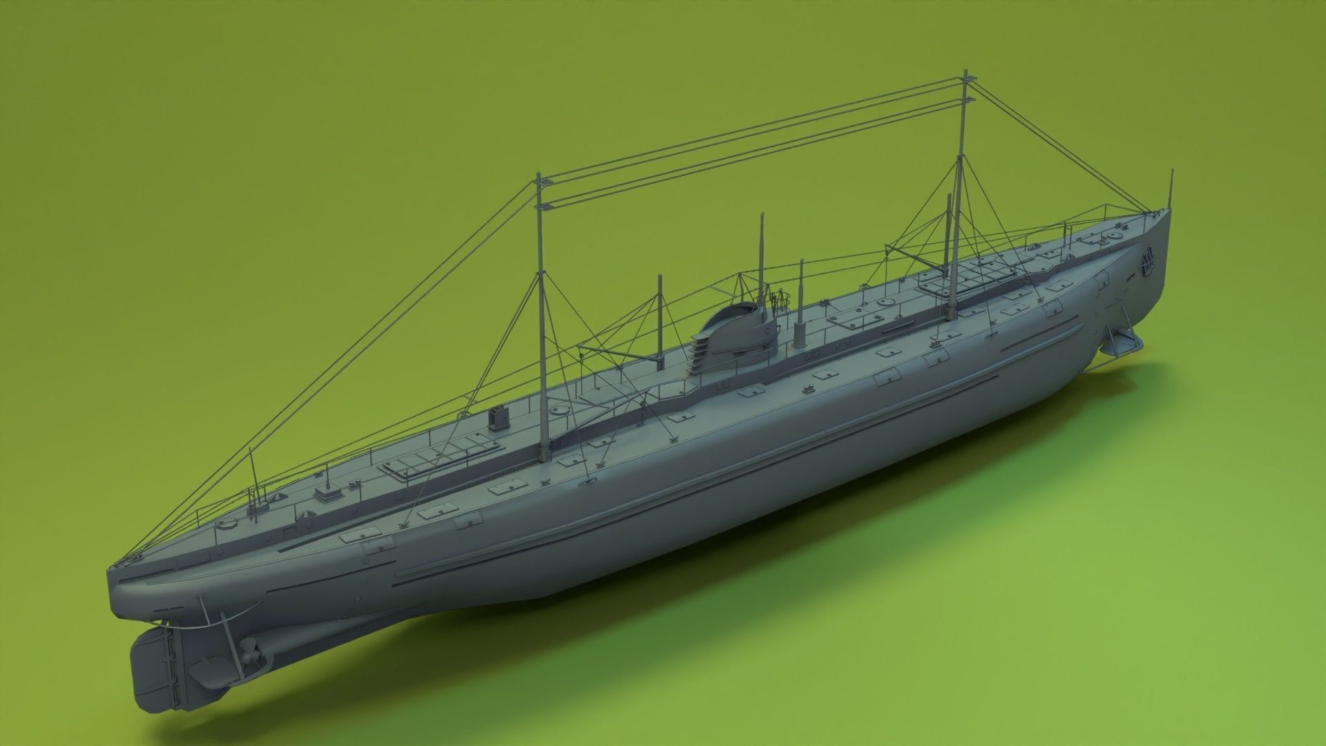 Deutschland Merchant Submarine Low-poly 3D model_6