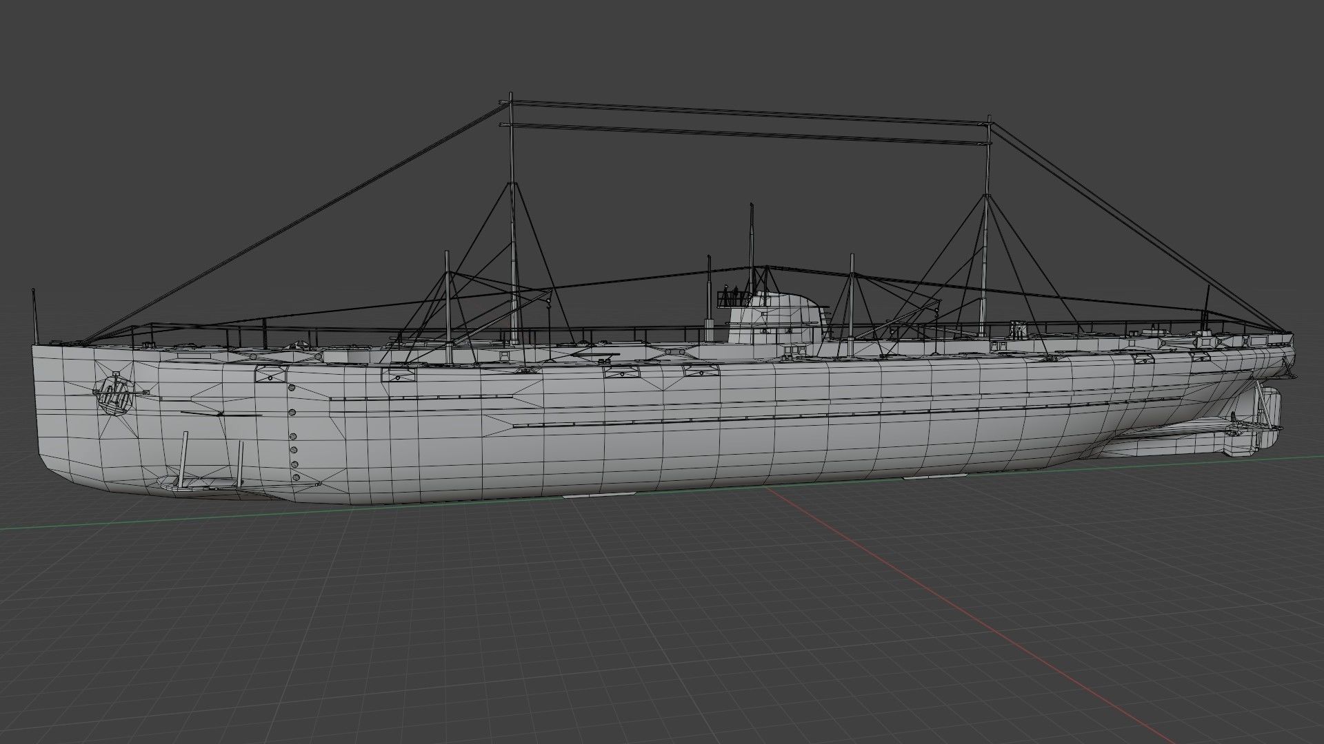 Deutschland Merchant Submarine Low-poly 3D model_18