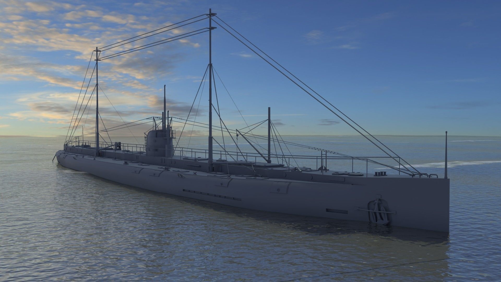 Deutschland Merchant Submarine Low-poly 3D model_21