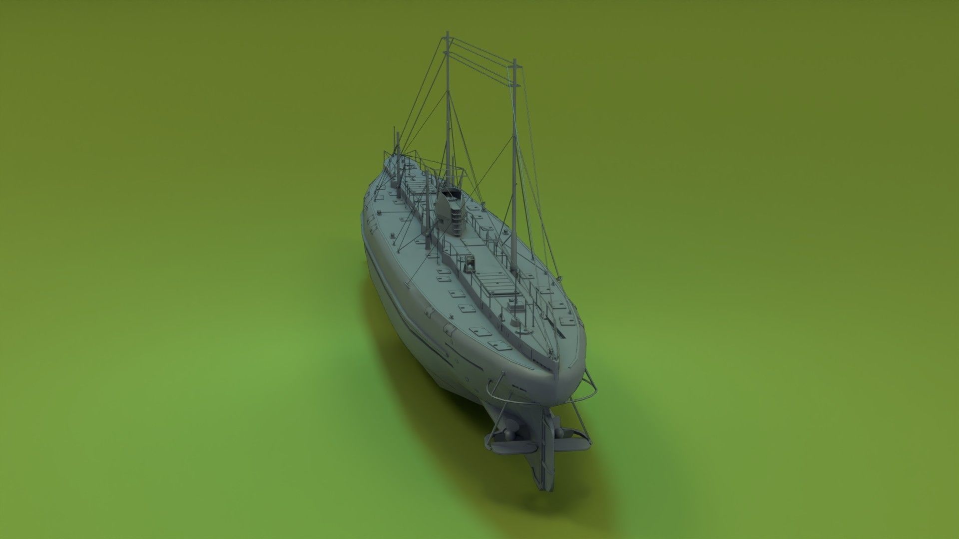 Deutschland Merchant Submarine Low-poly 3D model_5
