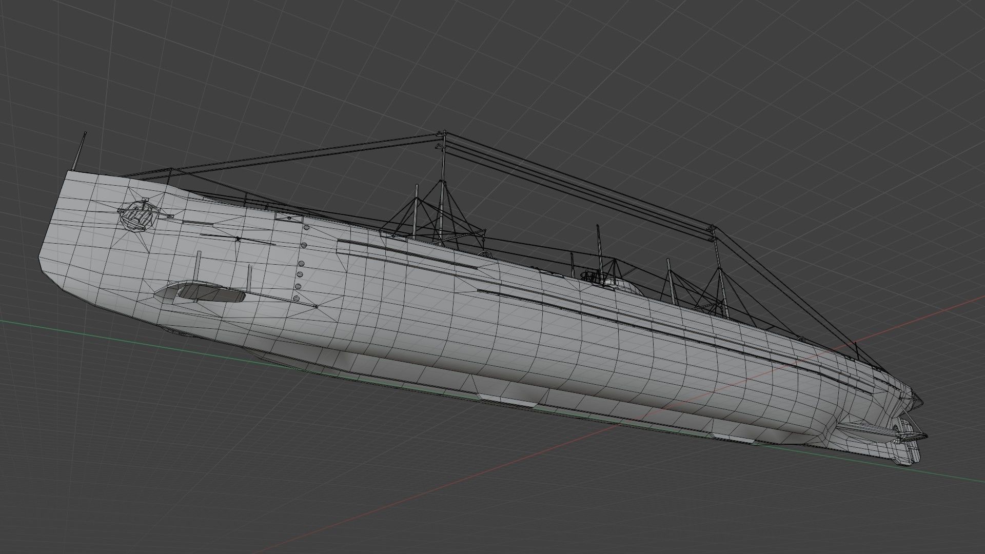 Deutschland Merchant Submarine Low-poly 3D model_20